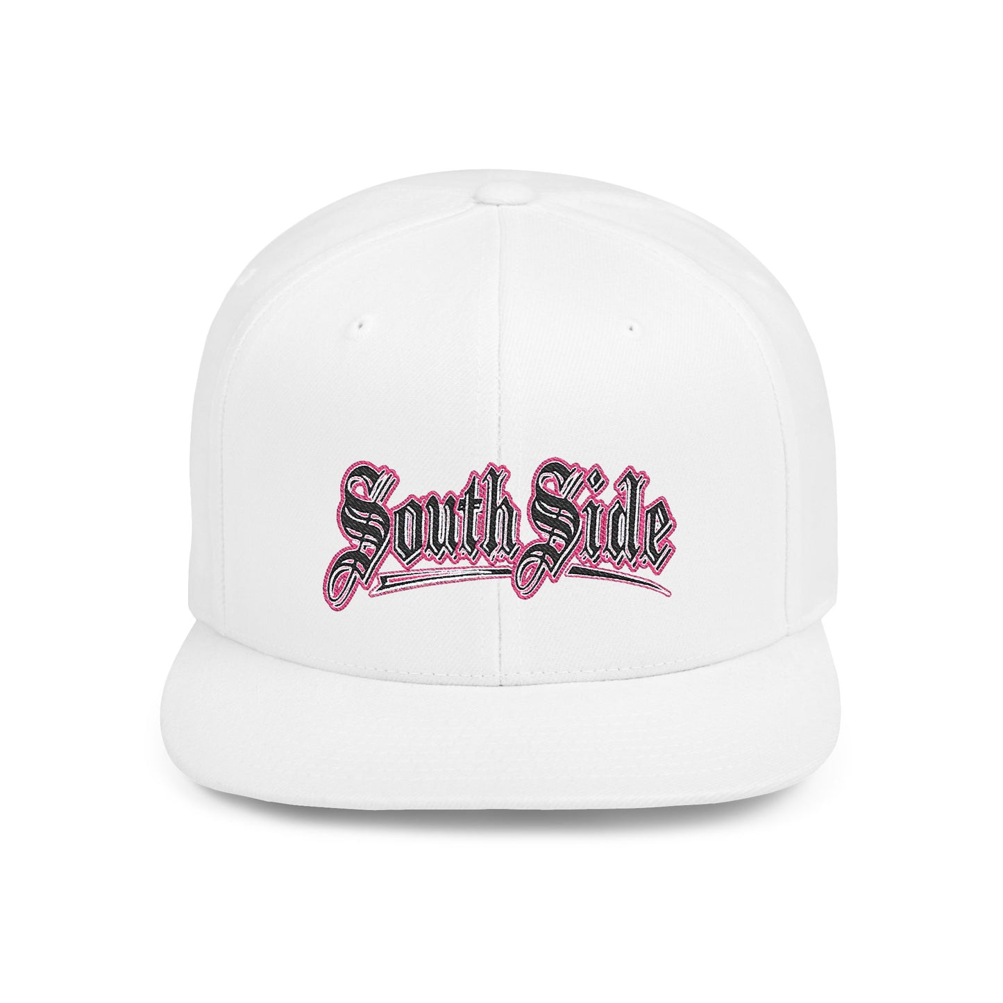 South Side Flat Bill Snapback Pink outline