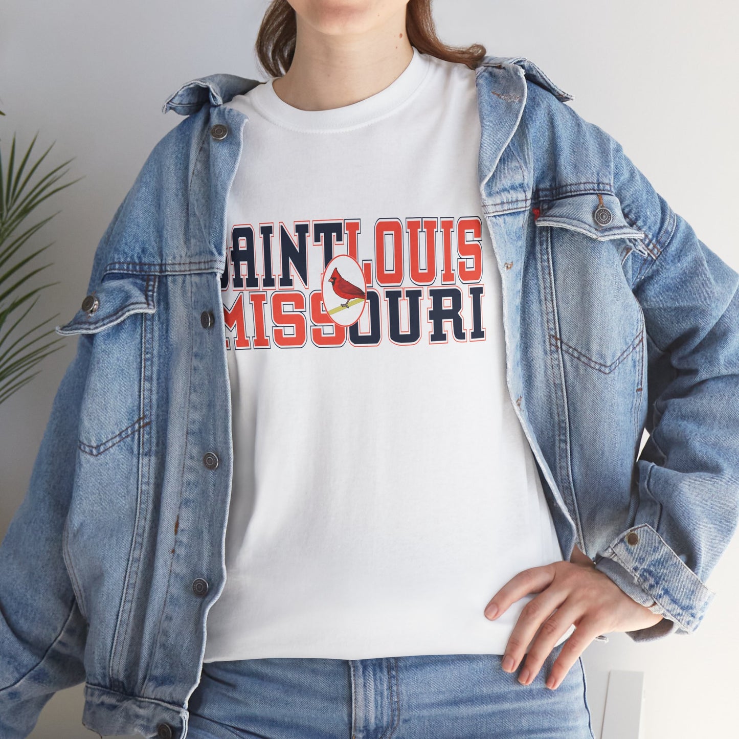 Saint Louis Tee in Red and Blue Lettering