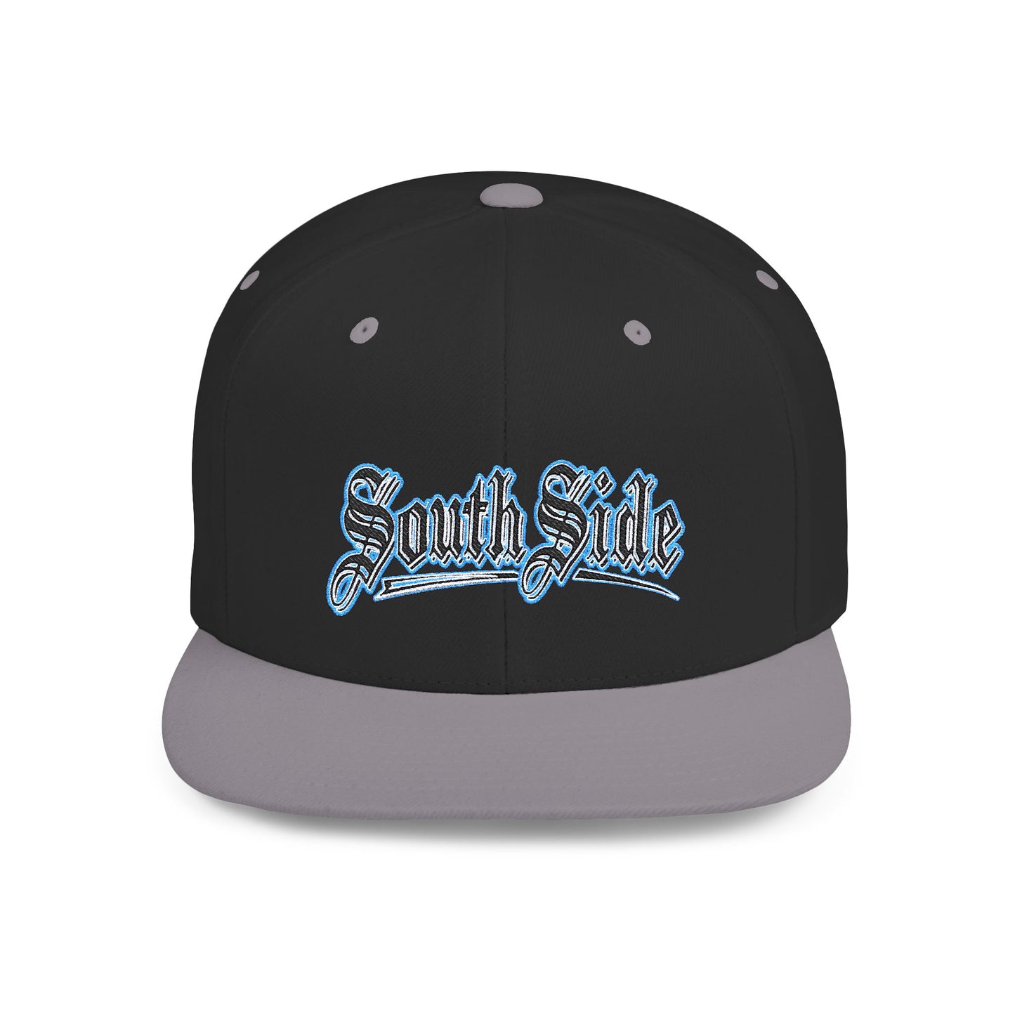 South Side Flat Bill Snapback blue outline