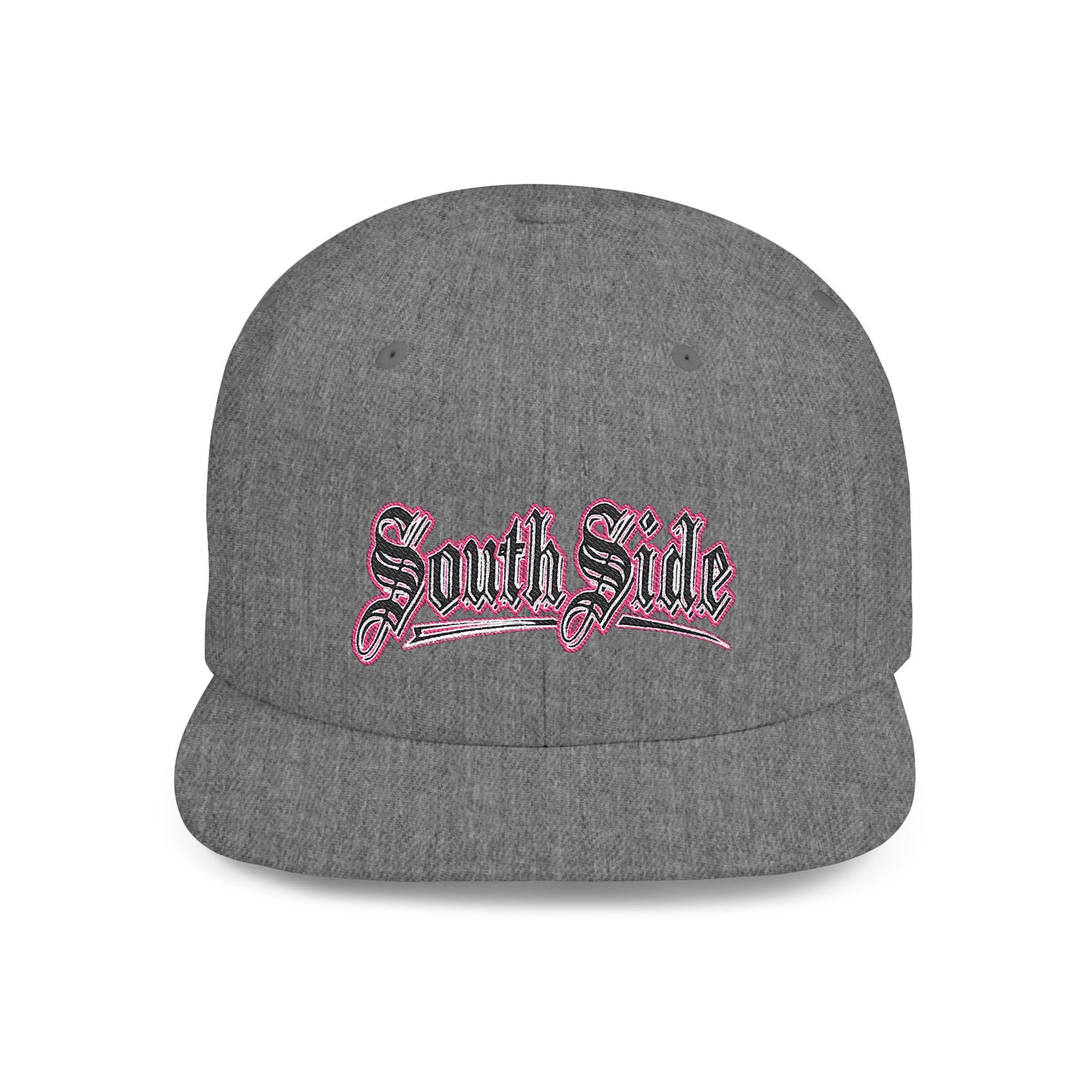 South Side Flat Bill Snapback Pink outline