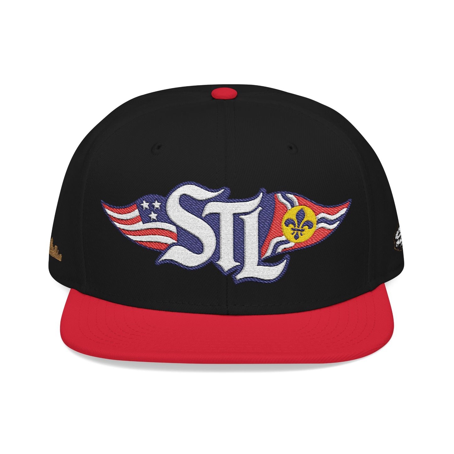 Otto 125‑978 STL Pride Embroidered Hat – Saint Louis Flag, American Flag & Gold Skyline