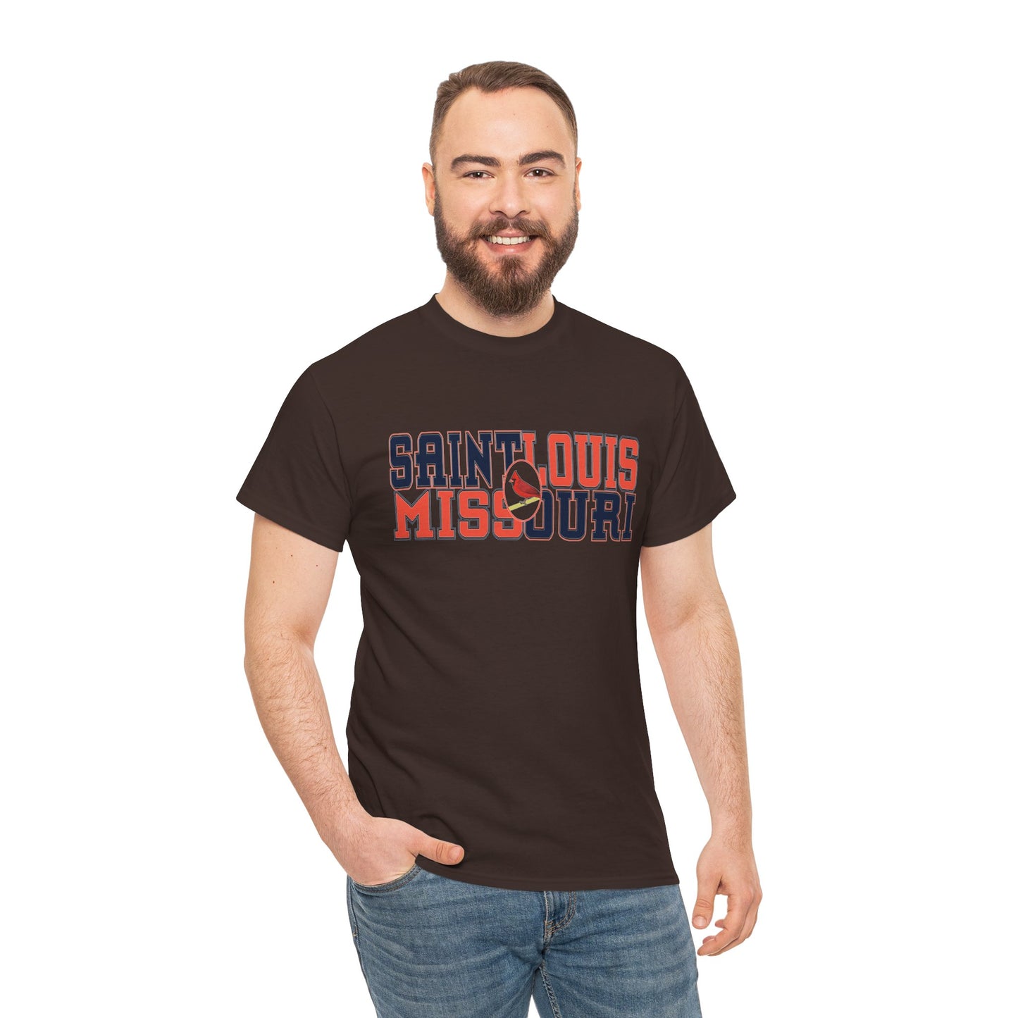 Saint Louis Tee in Red and Blue Lettering