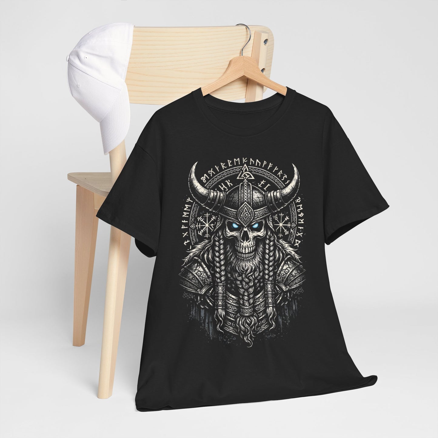 Viking Skull Warrior Tee – Norse Rune Heavy Metal T-Shirt