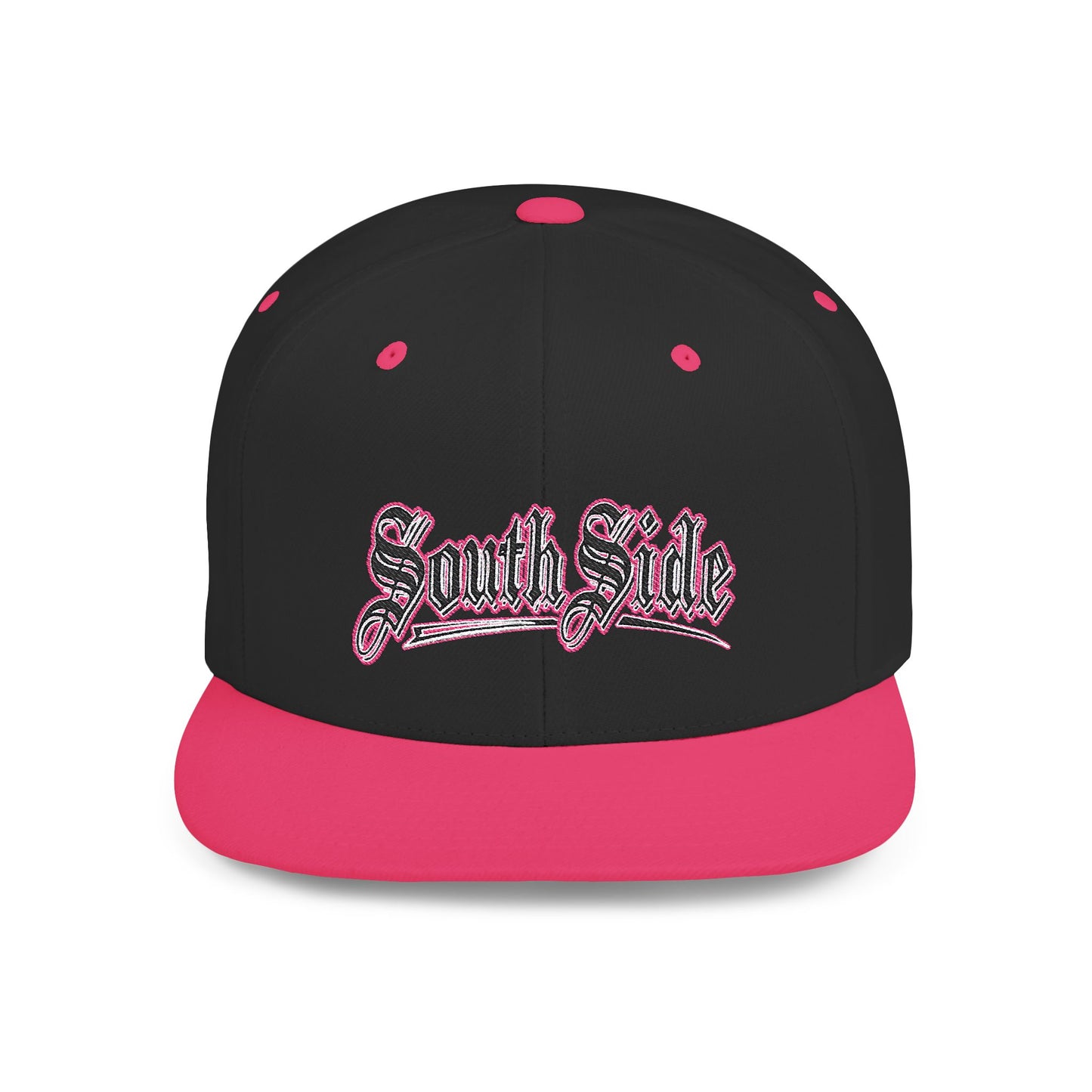 South Side Flat Bill Snapback Pink outline