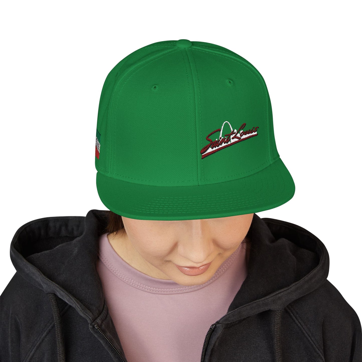 Snapback Hat - Saint Louis Embroidered - The Hill Neighborhood Edition - Red Lettering