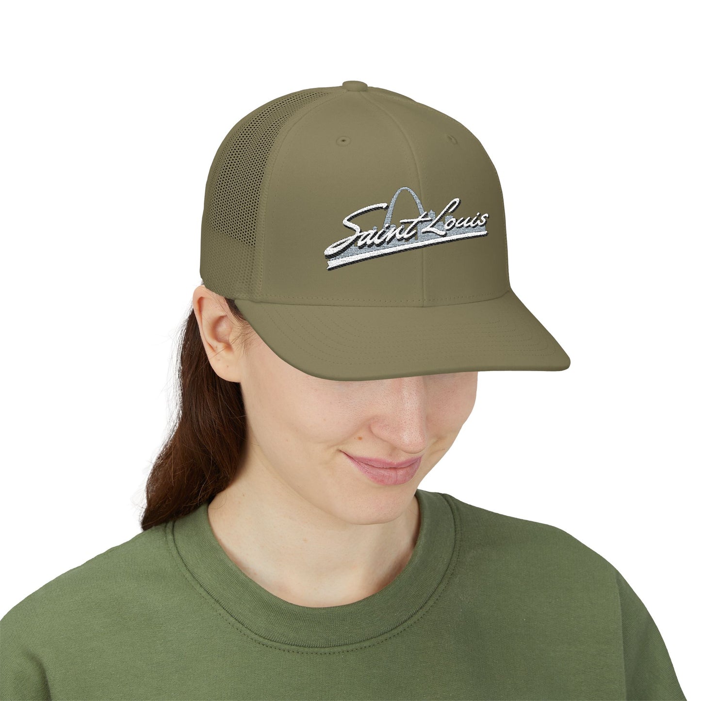 Embroidered Snapback Trucker Cap - Saint Louis Logo