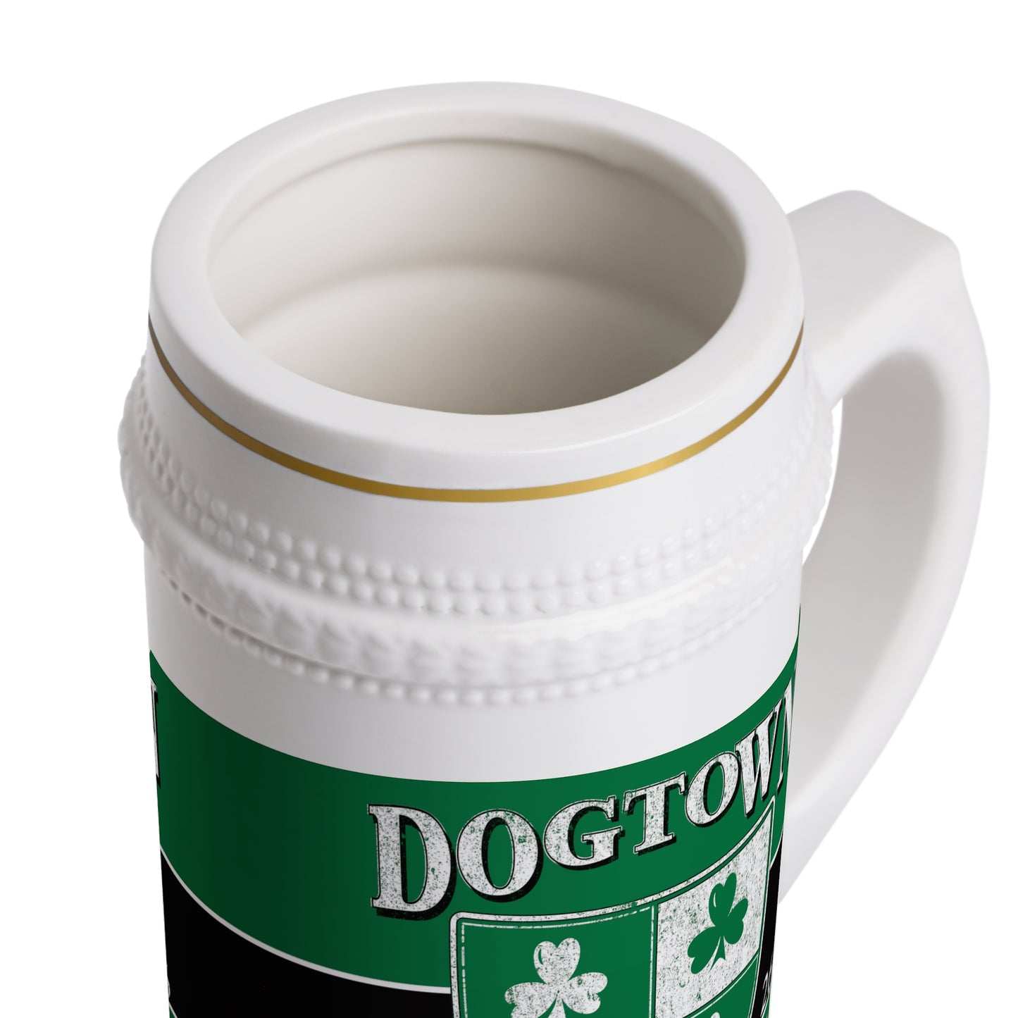 Dogtown Beer Stein Mug – St. Patrick’s Day Shamrock Crest