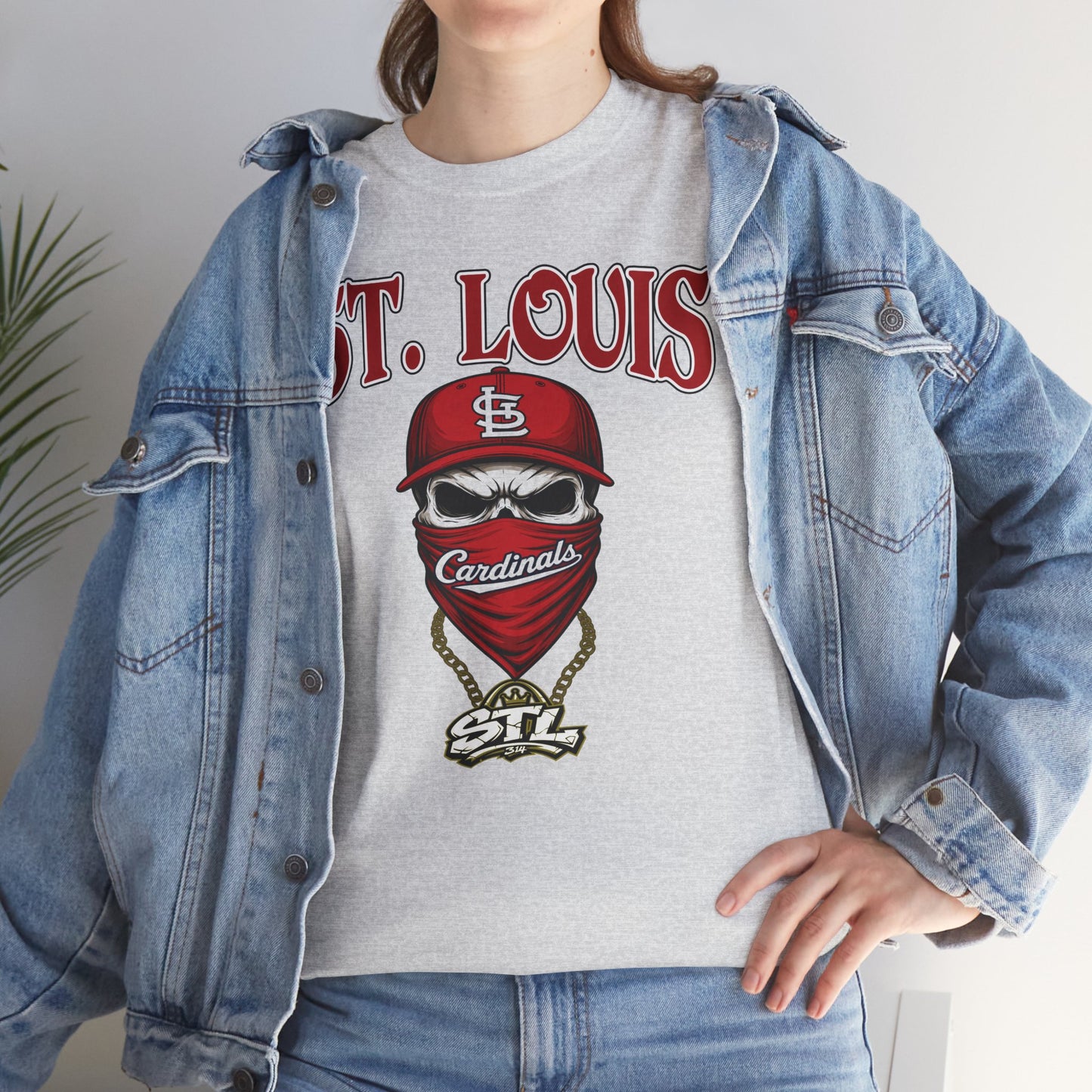 St. Louis Cardinals Masked Fan T-Shirt — STL Baseball Tee ⚠️ Contains AI-generated models