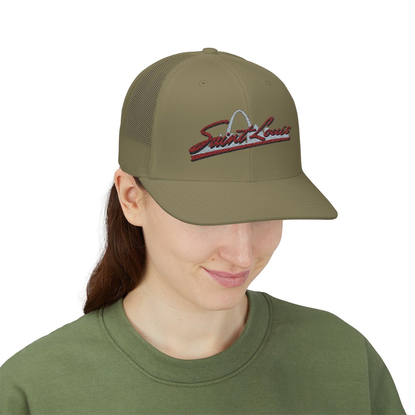 Embroidered Snapback Trucker Cap - Saint Louis Logo