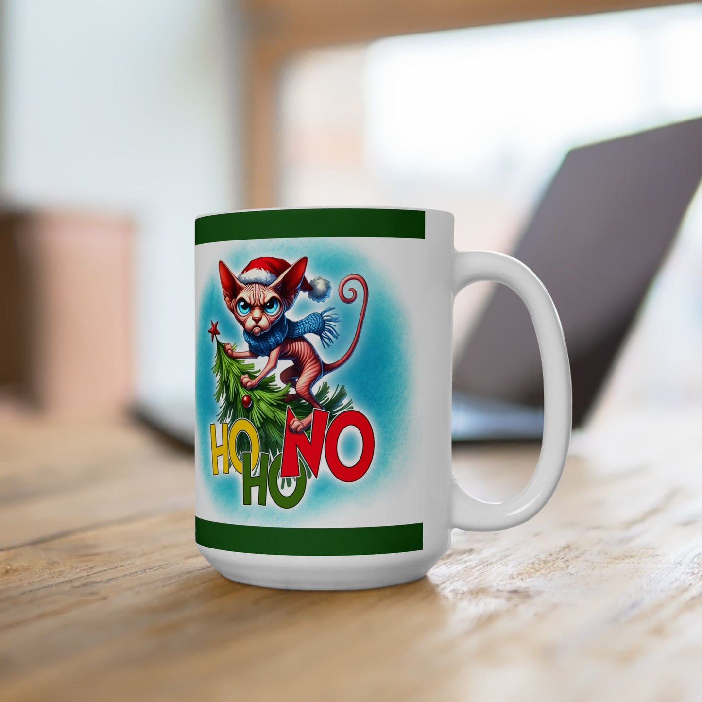 Funny Cat Mug - Ho, Ho, No - 11oz, 15oz Ceramic Mug
