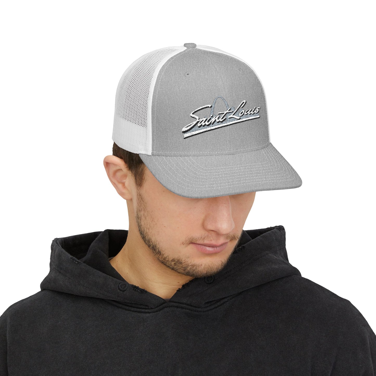 Embroidered Snapback Trucker Cap - Saint Louis Logo