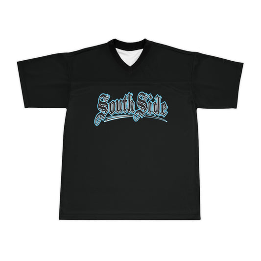 South Side Unisex Football Jersey (AOP) Black & Blue