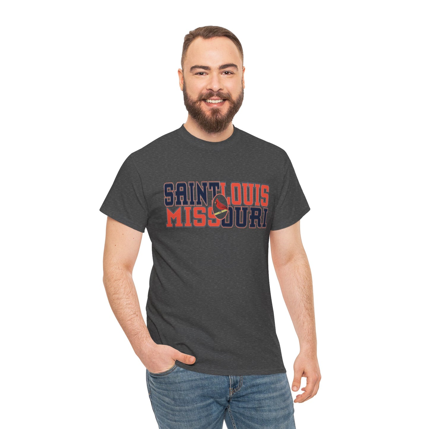 Saint Louis Tee in Red and Blue Lettering