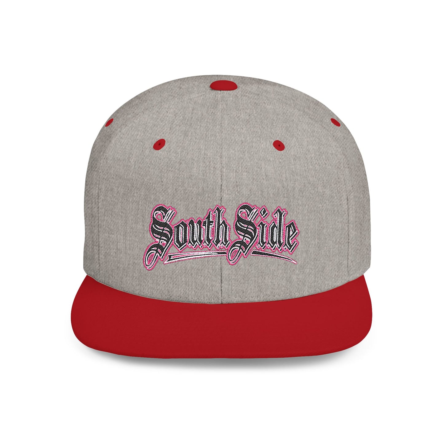 South Side Flat Bill Snapback Pink outline