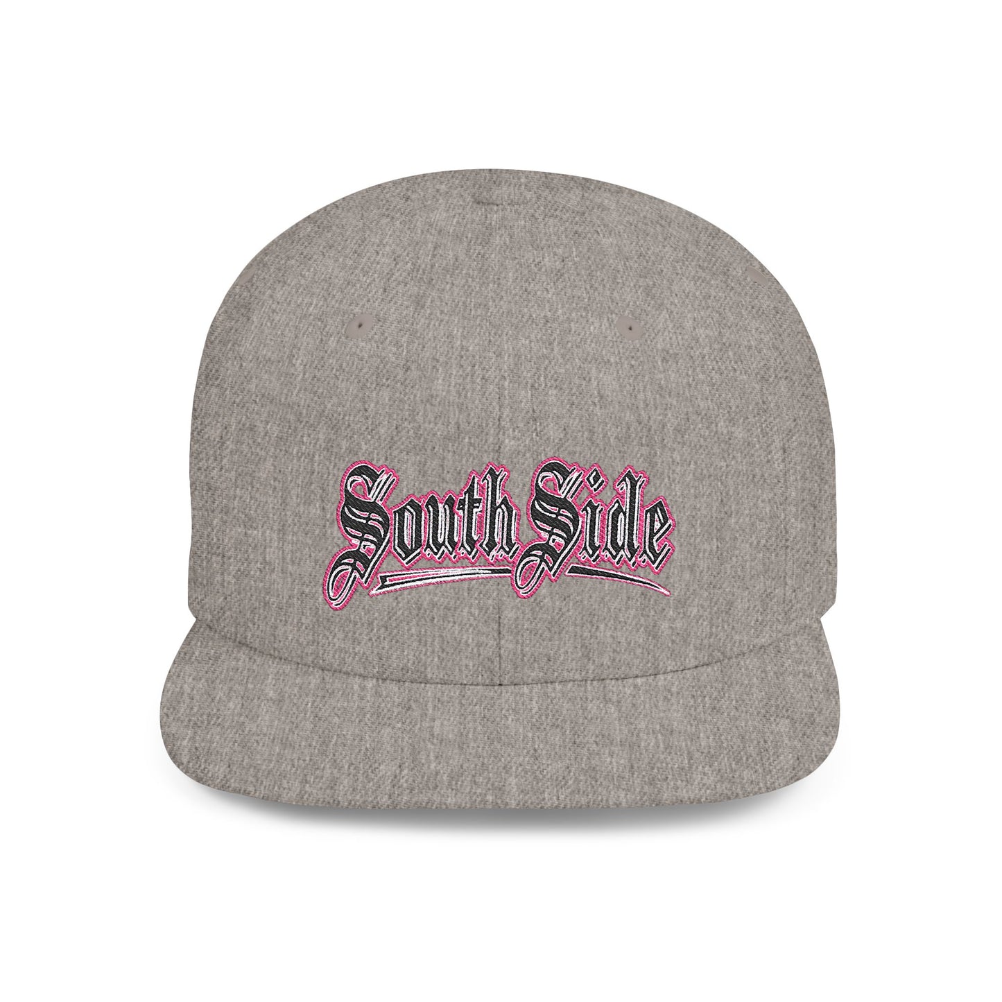 South Side Flat Bill Snapback Pink outline
