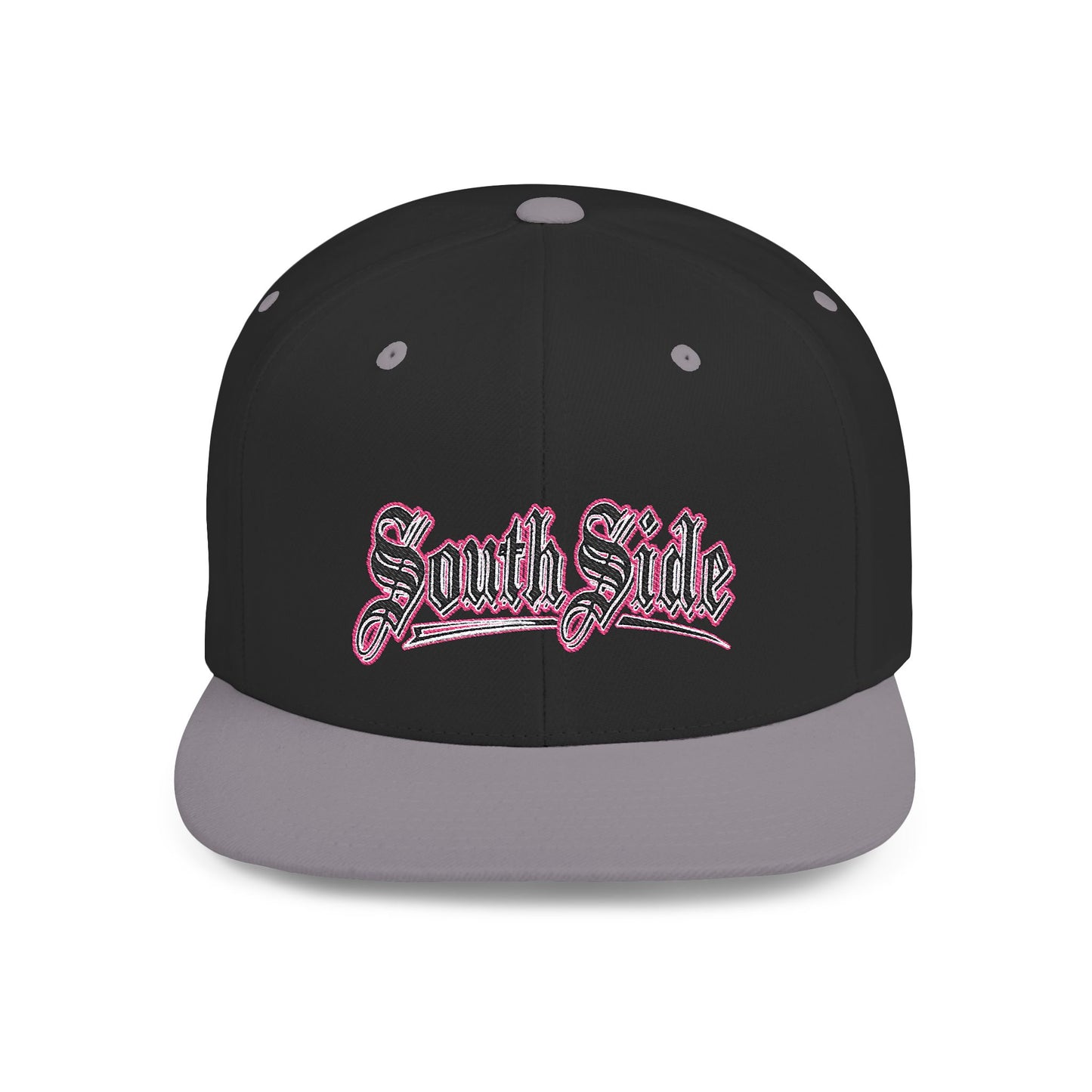 South Side Flat Bill Snapback Pink outline