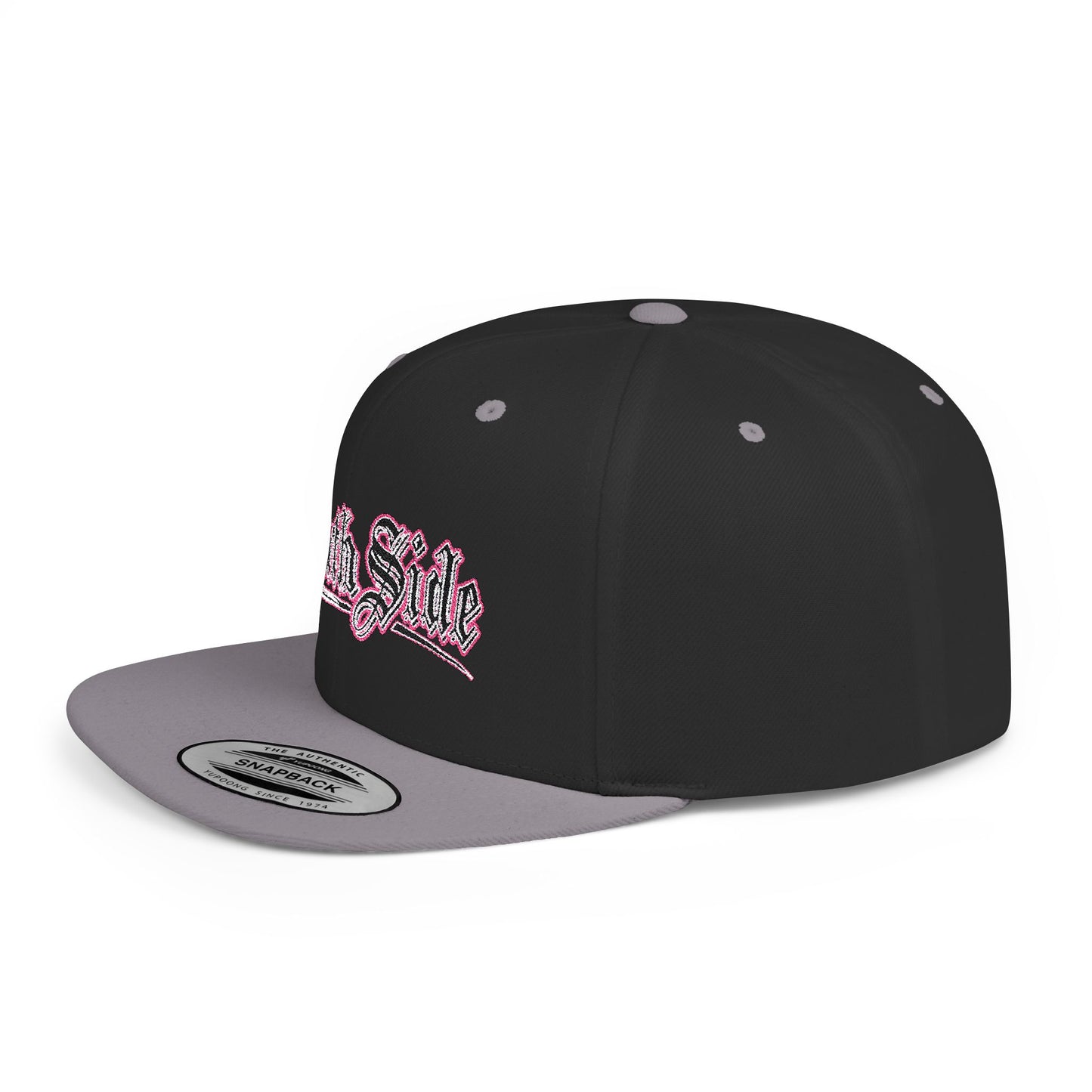 South Side Flat Bill Snapback Pink outline