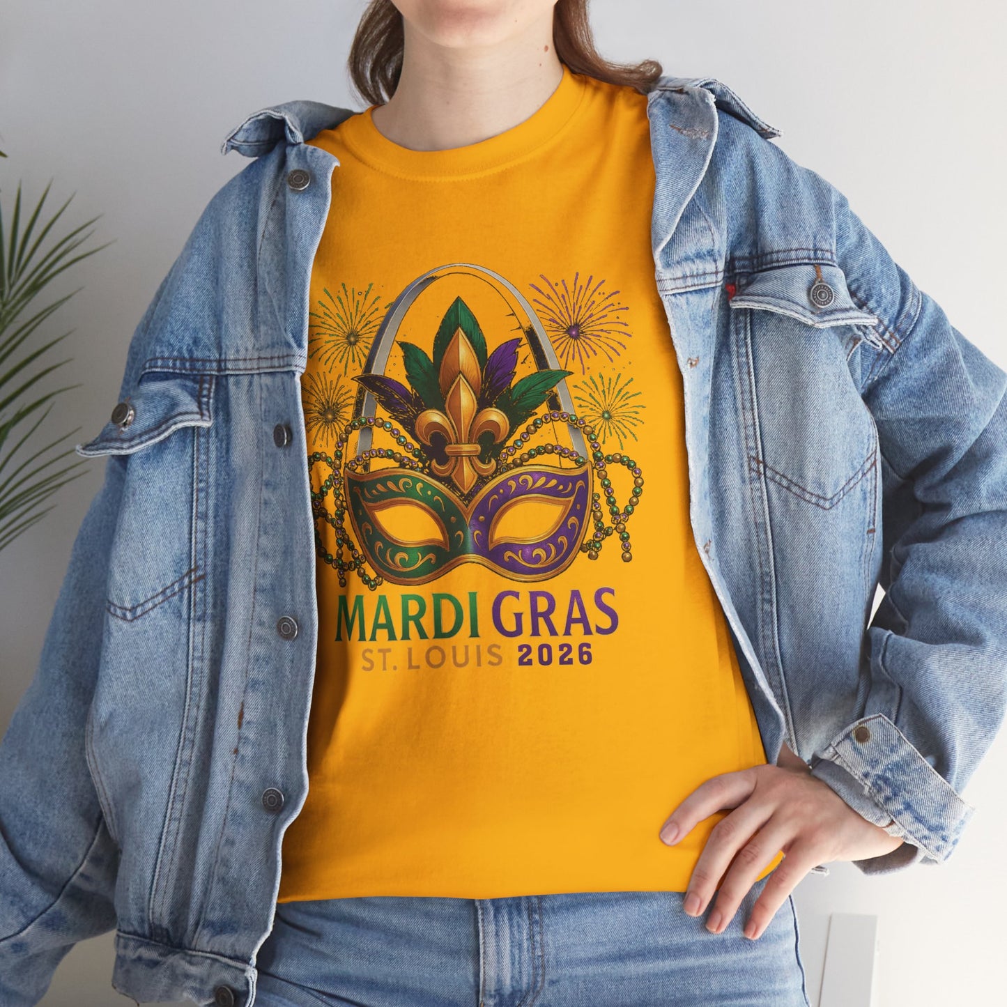 Mardi Gras Graphic T-Shirt — Festive Mask & Beads Tee