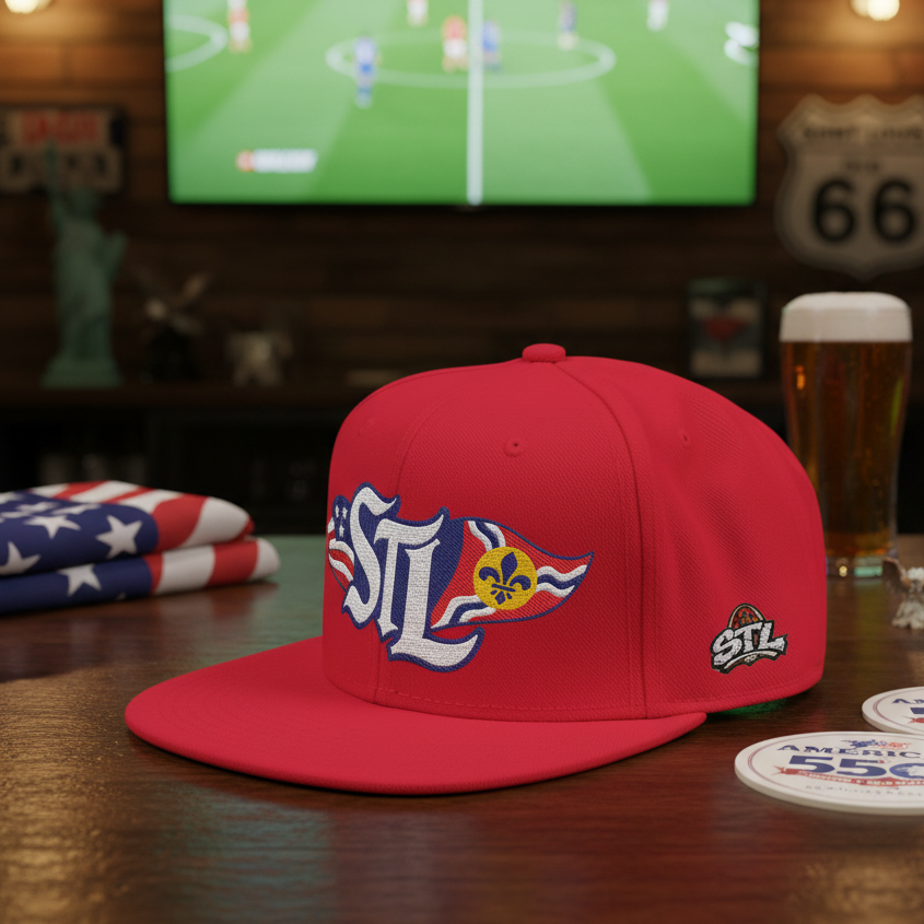 Embroidered Snapback Hat with Bold Flag Logo
