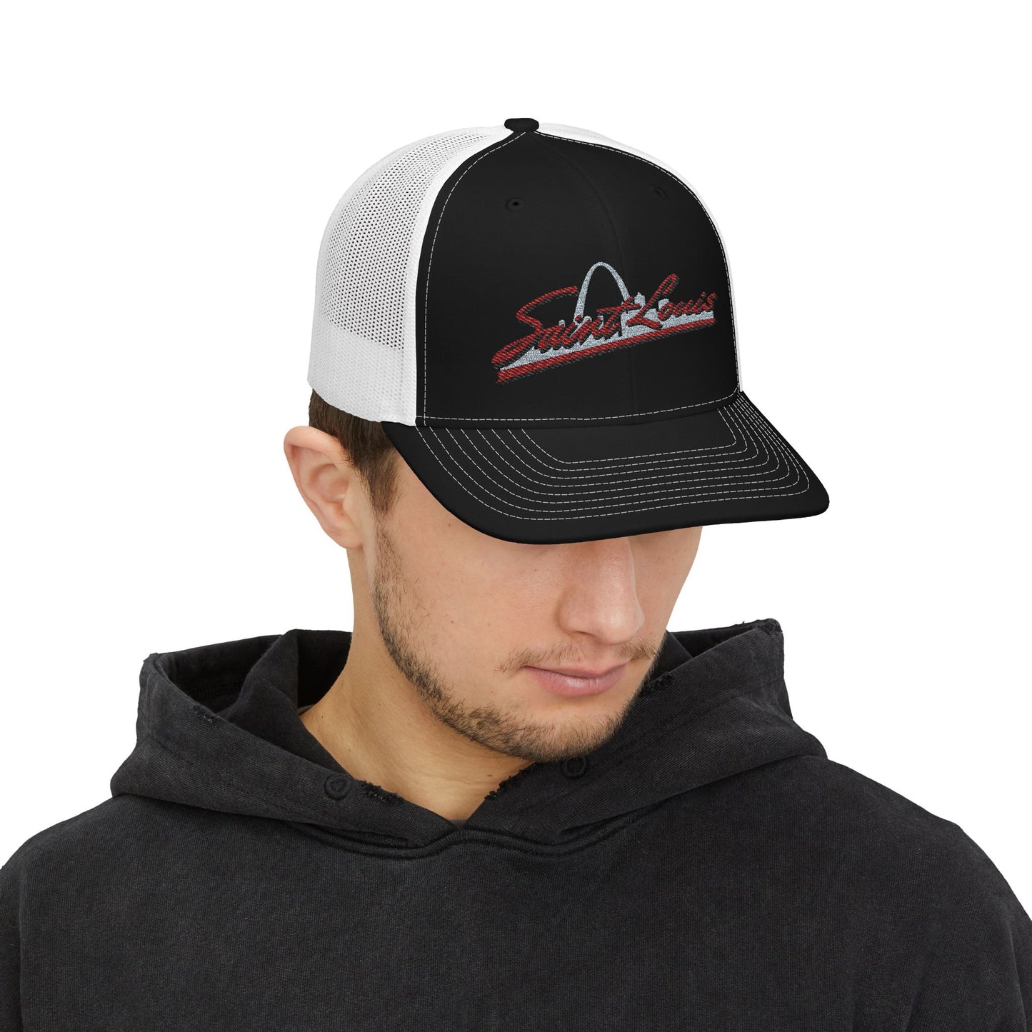Embroidered Snapback Trucker Cap - Saint Louis Logo