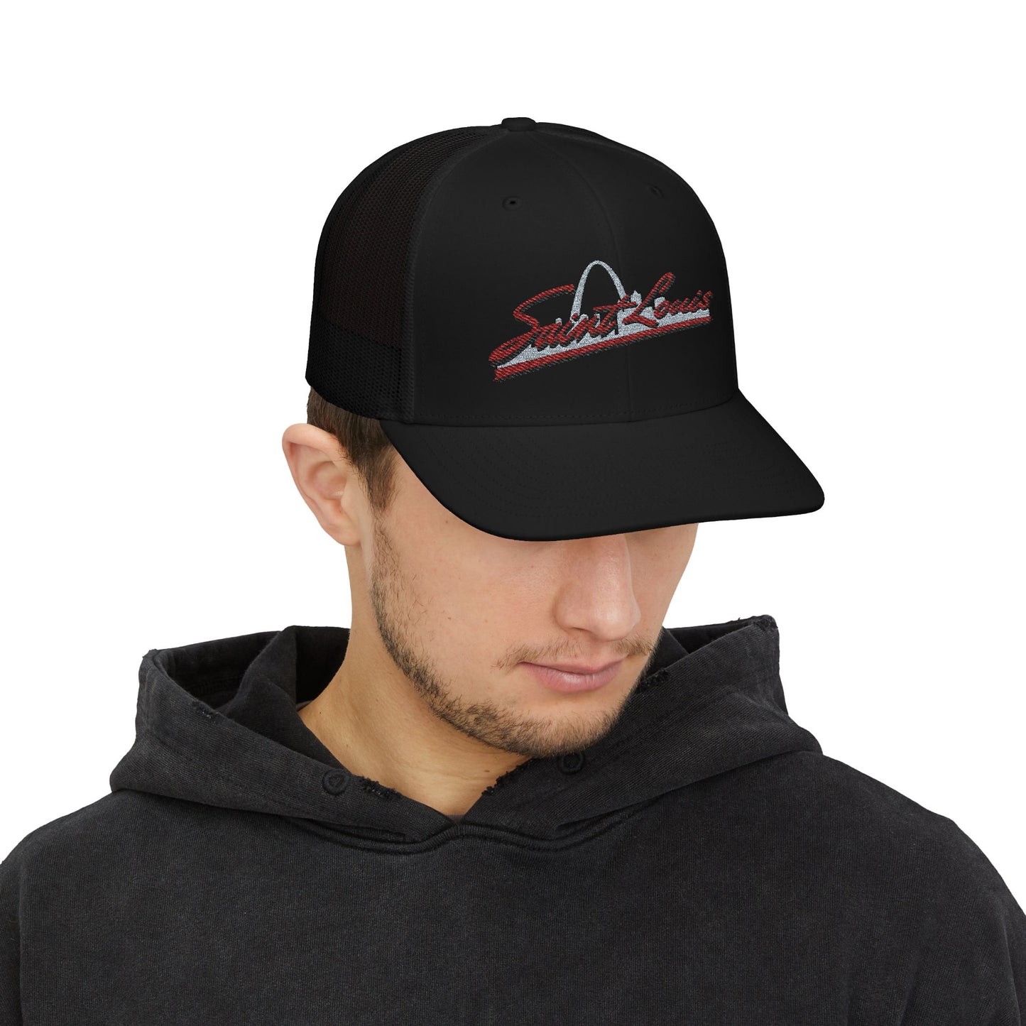 Embroidered Snapback Trucker Cap - Saint Louis Logo