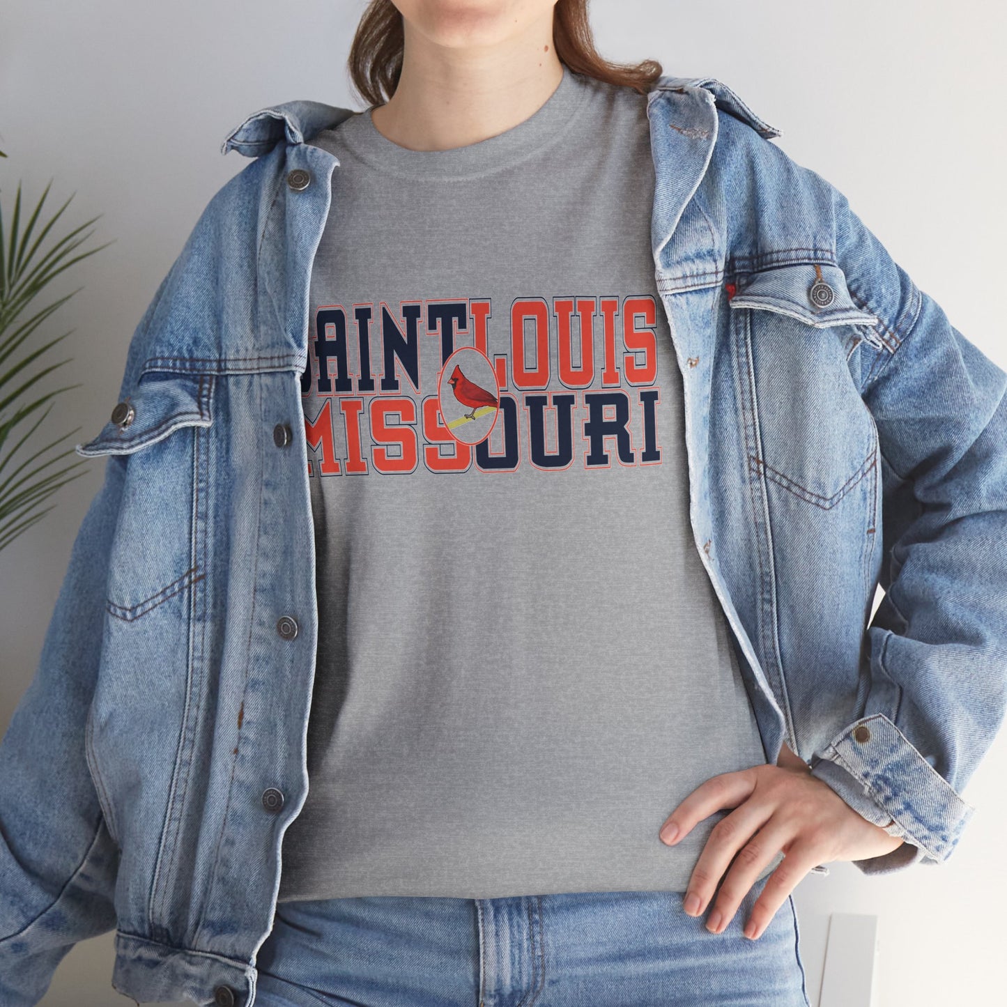 Saint Louis Tee in Red and Blue Lettering