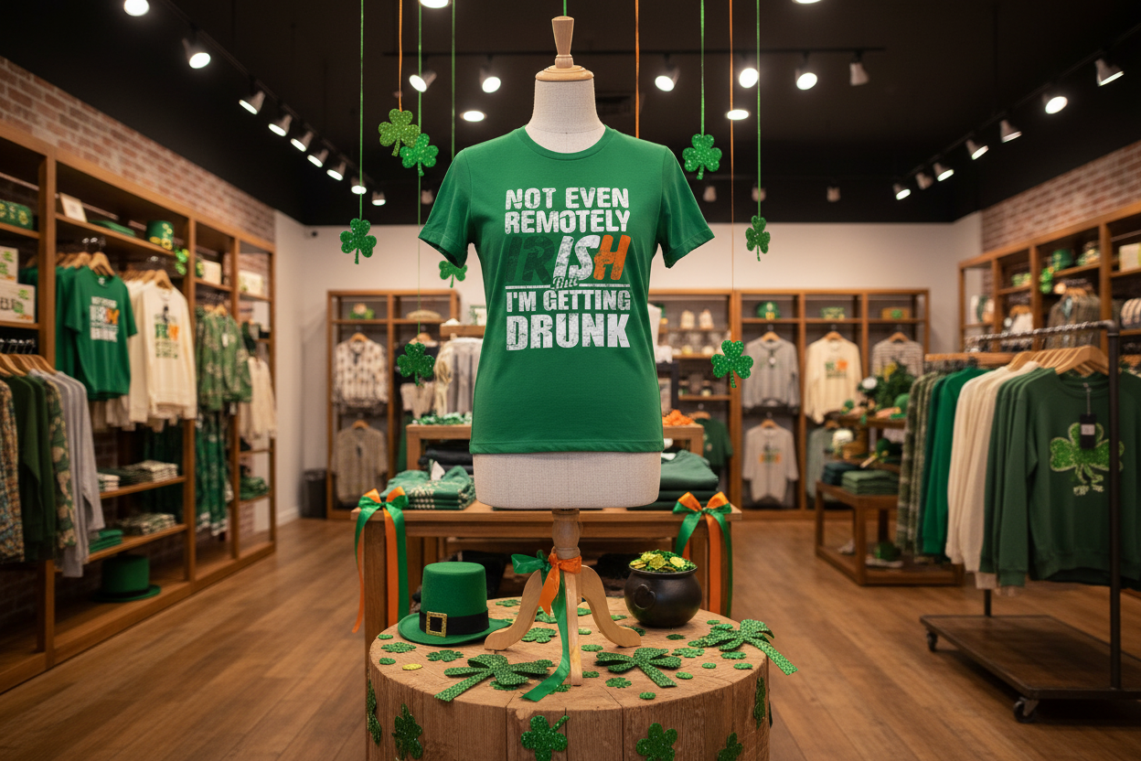 St. Patrick's Day Tee - "Not Even Remotely Irish But I'm Getting Drunk" Funny Green Shirt
