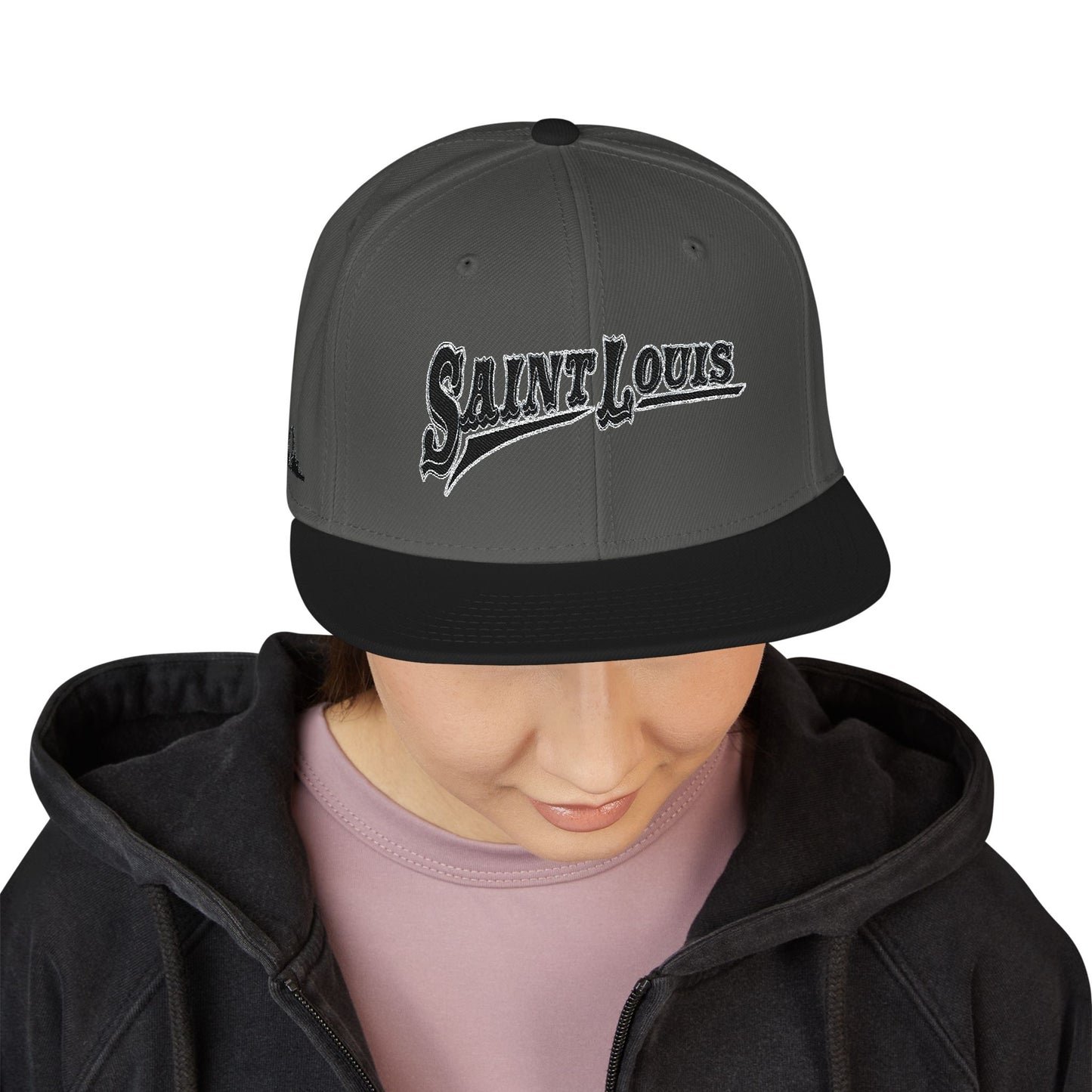 Saint Louis Flat Bill Snapback Cap with Skyline sides