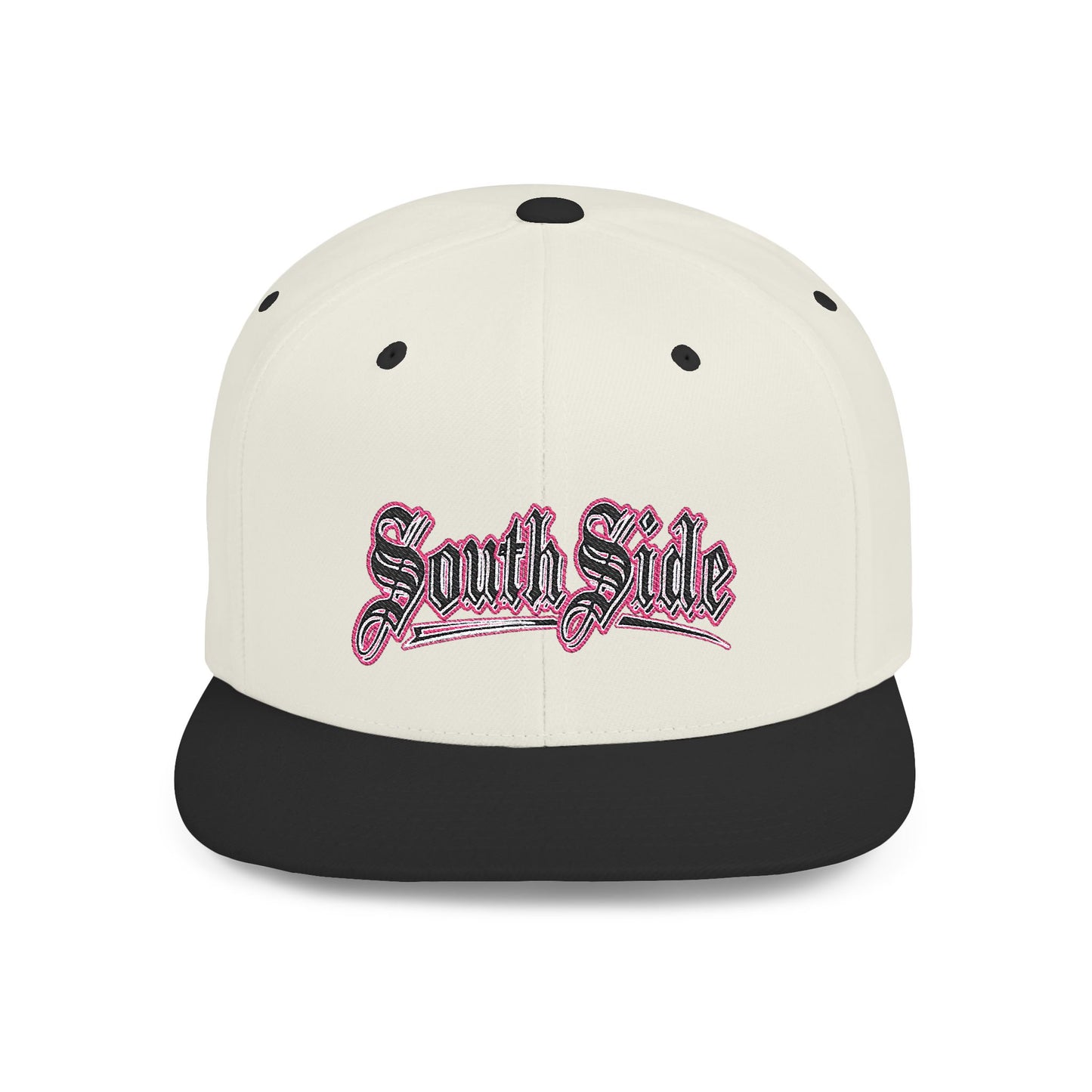 South Side Flat Bill Snapback Pink outline