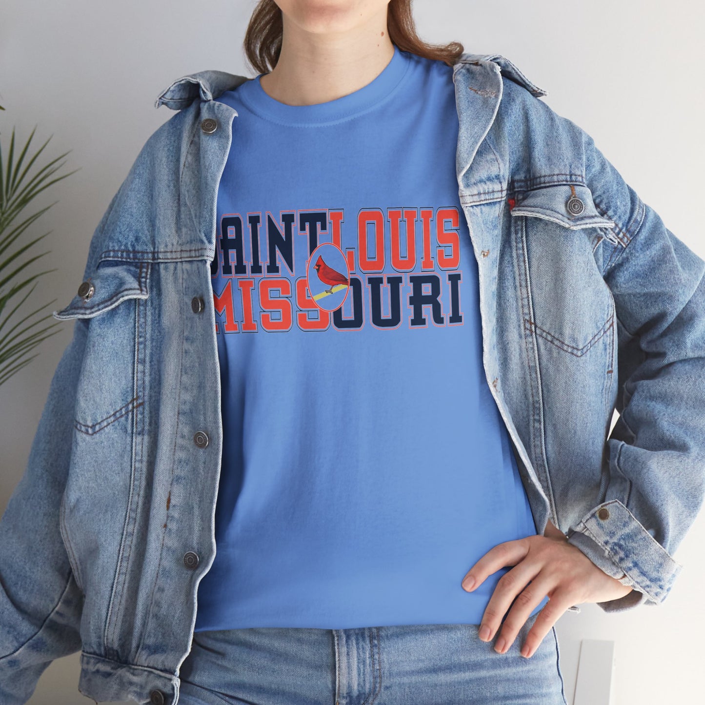 Saint Louis Tee in Red and Blue Lettering