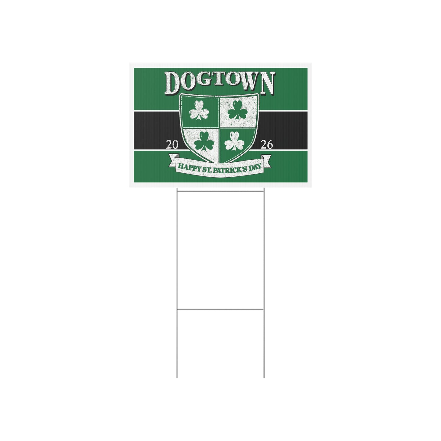 Dogtown St. Patrick’s Day Lawn Sign – Happy St. Patrick’s Day Shamrock Yard Decor 2026