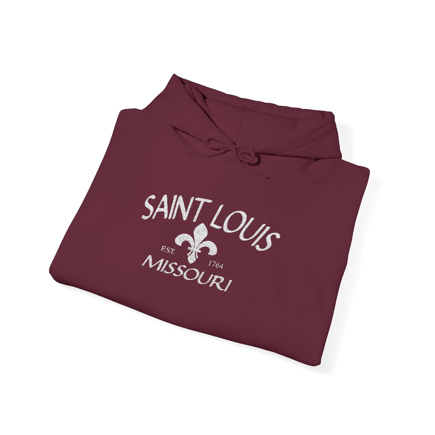 Saint Louis Missouri Embroidered Hoodie — White Lettering Printify