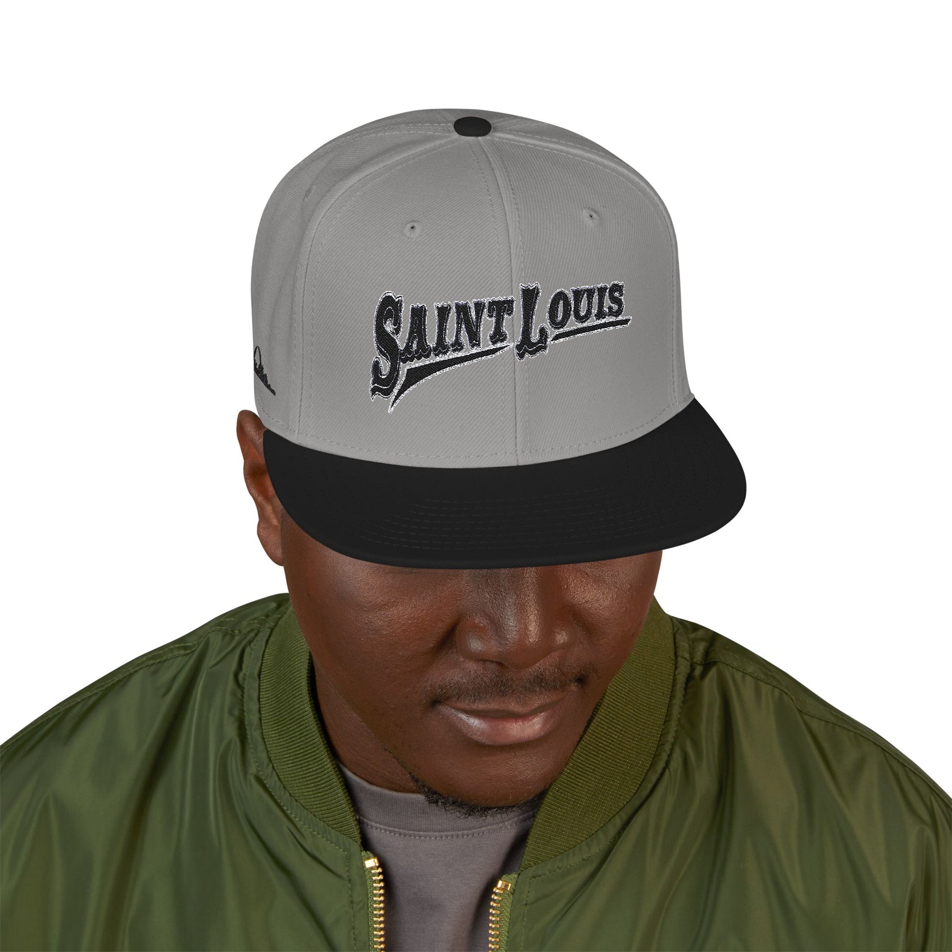 Saint Louis Flat Bill Snapback Cap with Skyline sides Printify