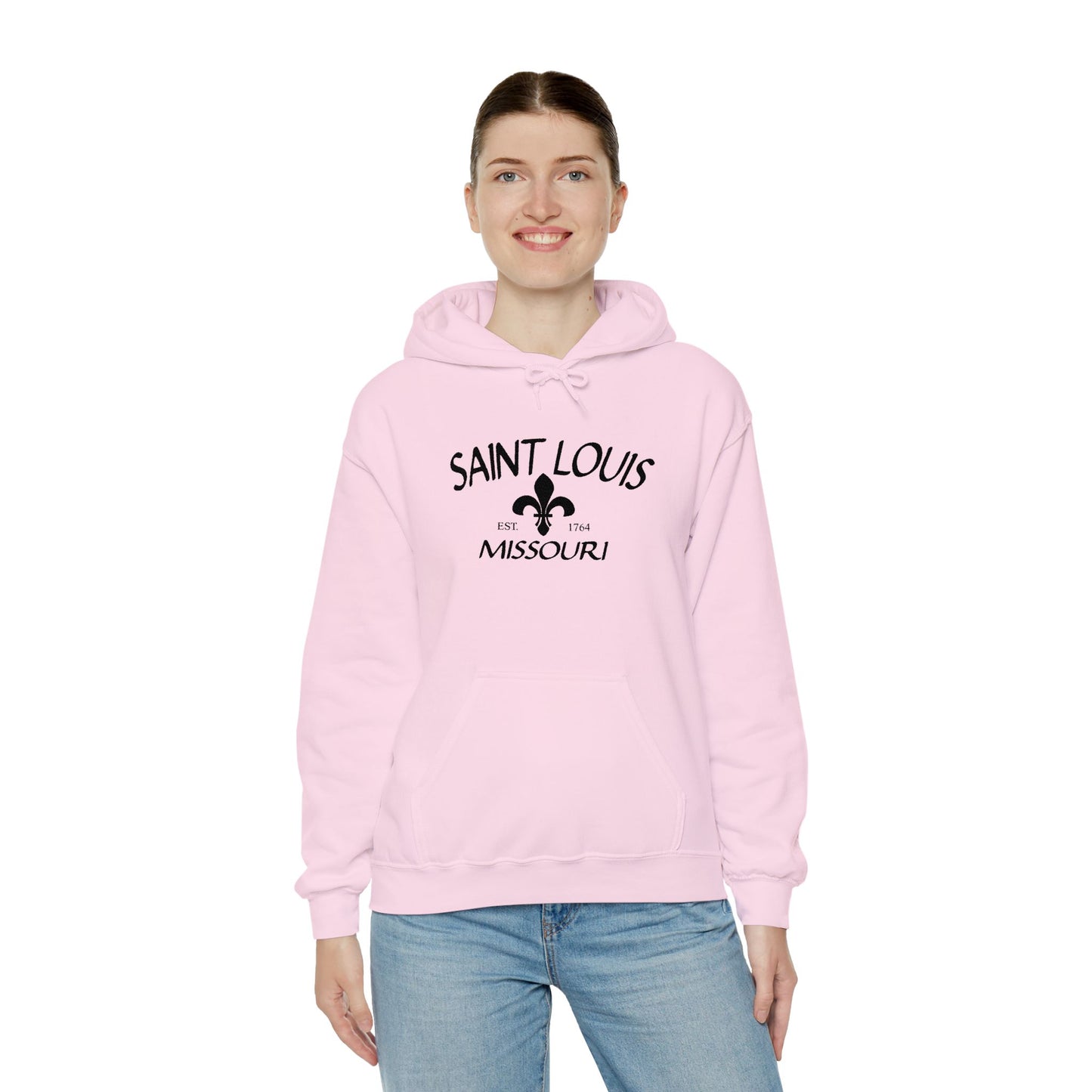 Saint Louis Missouri Embroidered Hoodie (Black Lettering)