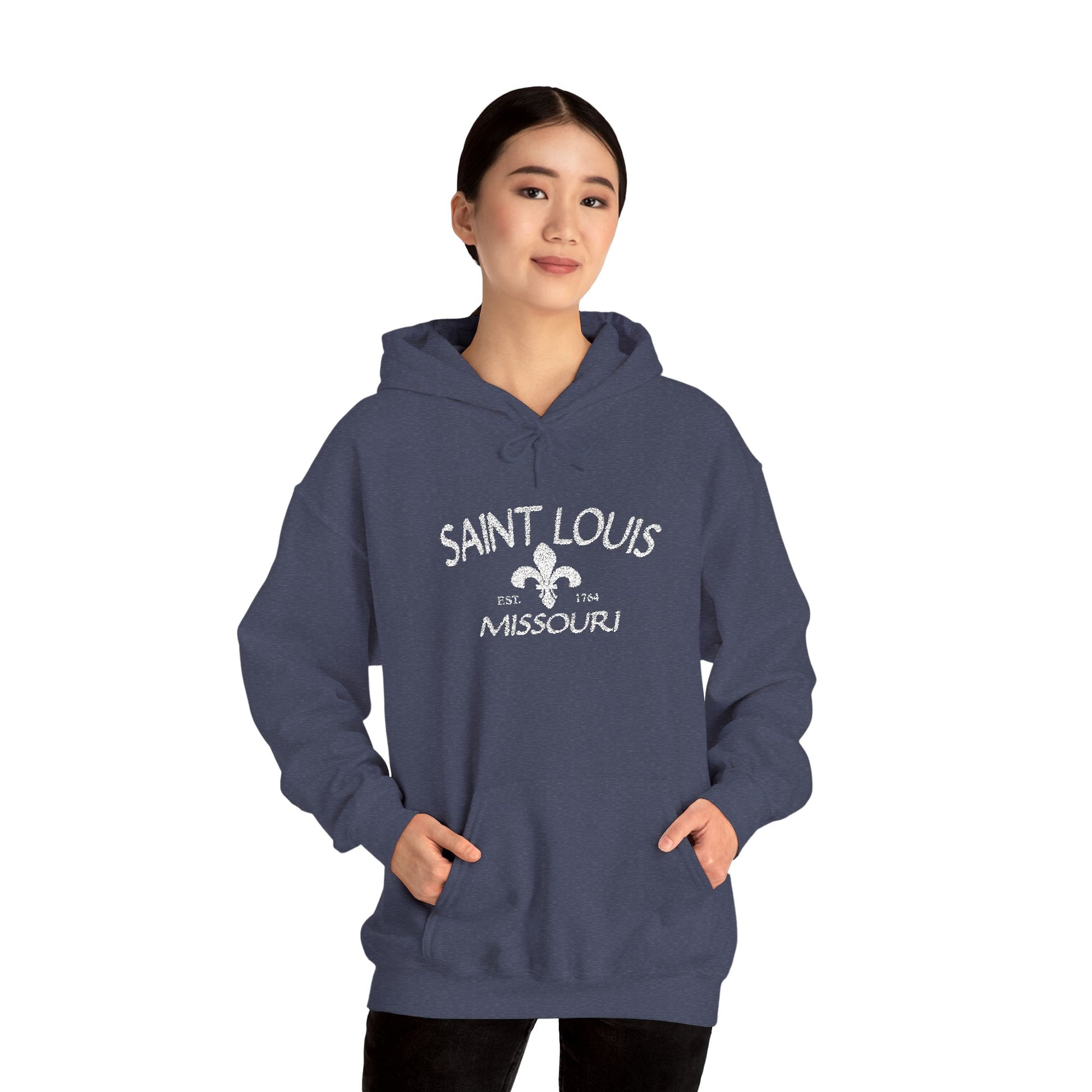 Saint Louis Missouri Embroidered Hoodie — White Lettering Printify