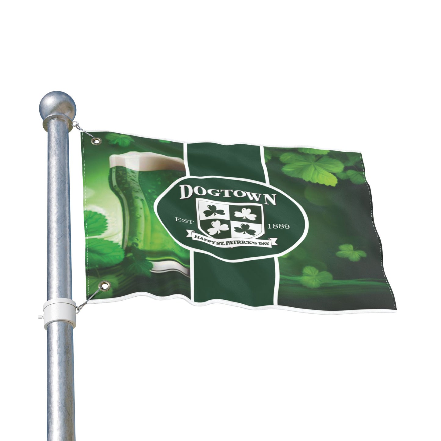 Double Sided Flag- Dogtown Neighborhood St Patrick's Day Printify