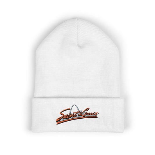 Embroidered Beanie- Saint Louis Orange Lettering