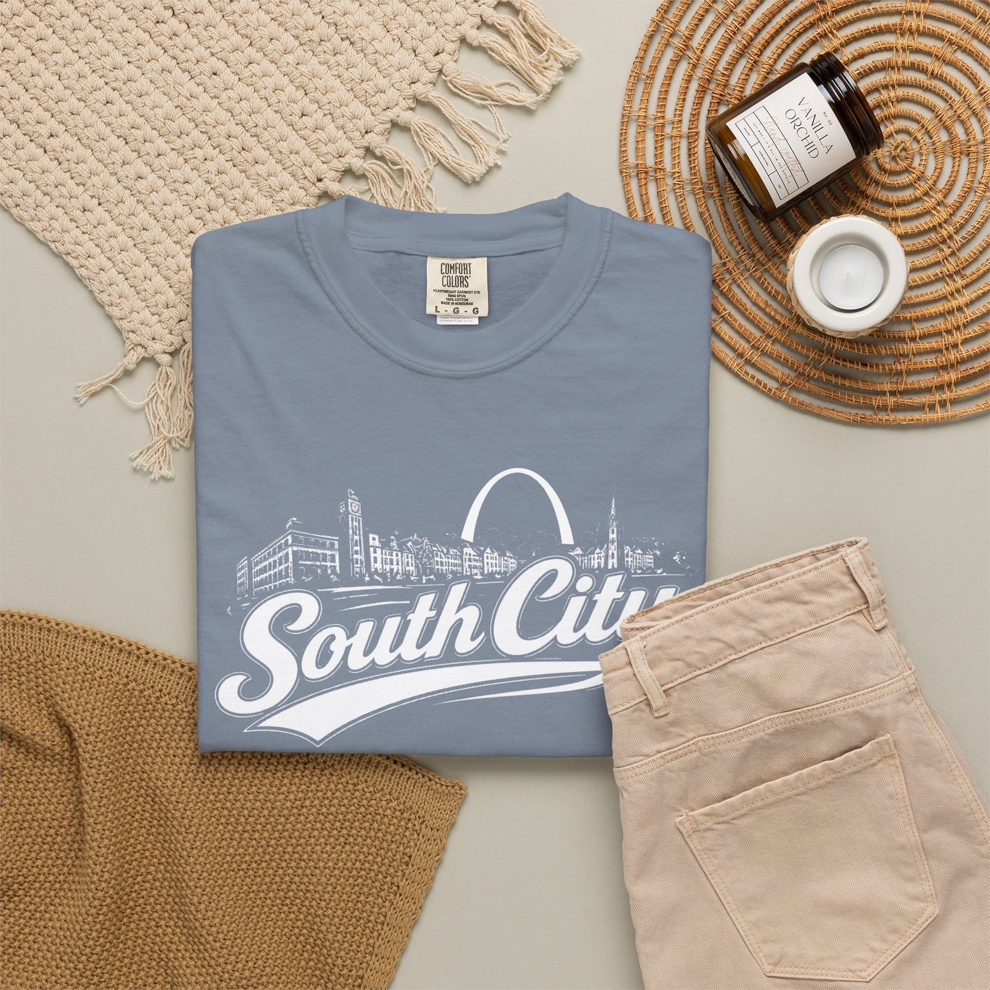 South City St. Louis Shirt Comfort Colors Tee | STL Arch Skyline Graphic | Vintage South City T‑Shirt | Saint Louis Neighborhood Apparel