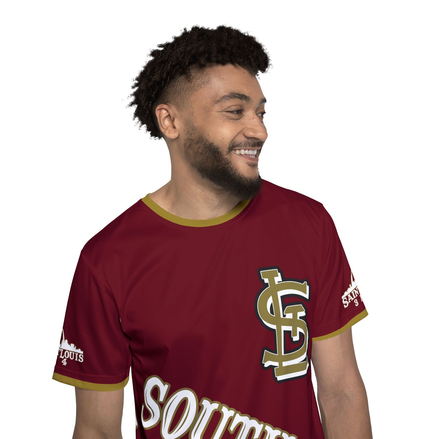 Southside STL All Over Print Sport Jersey (Burgundy)– Gold Skyline Edition