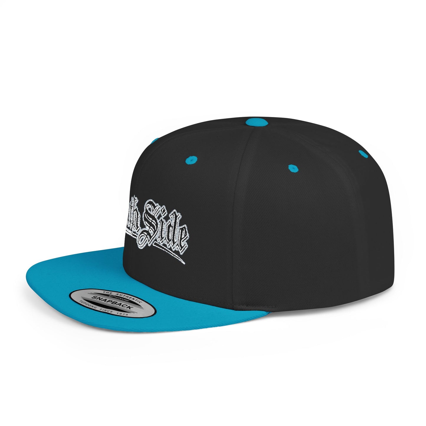 South Side Flat Bill Snapback blue outline Printify
