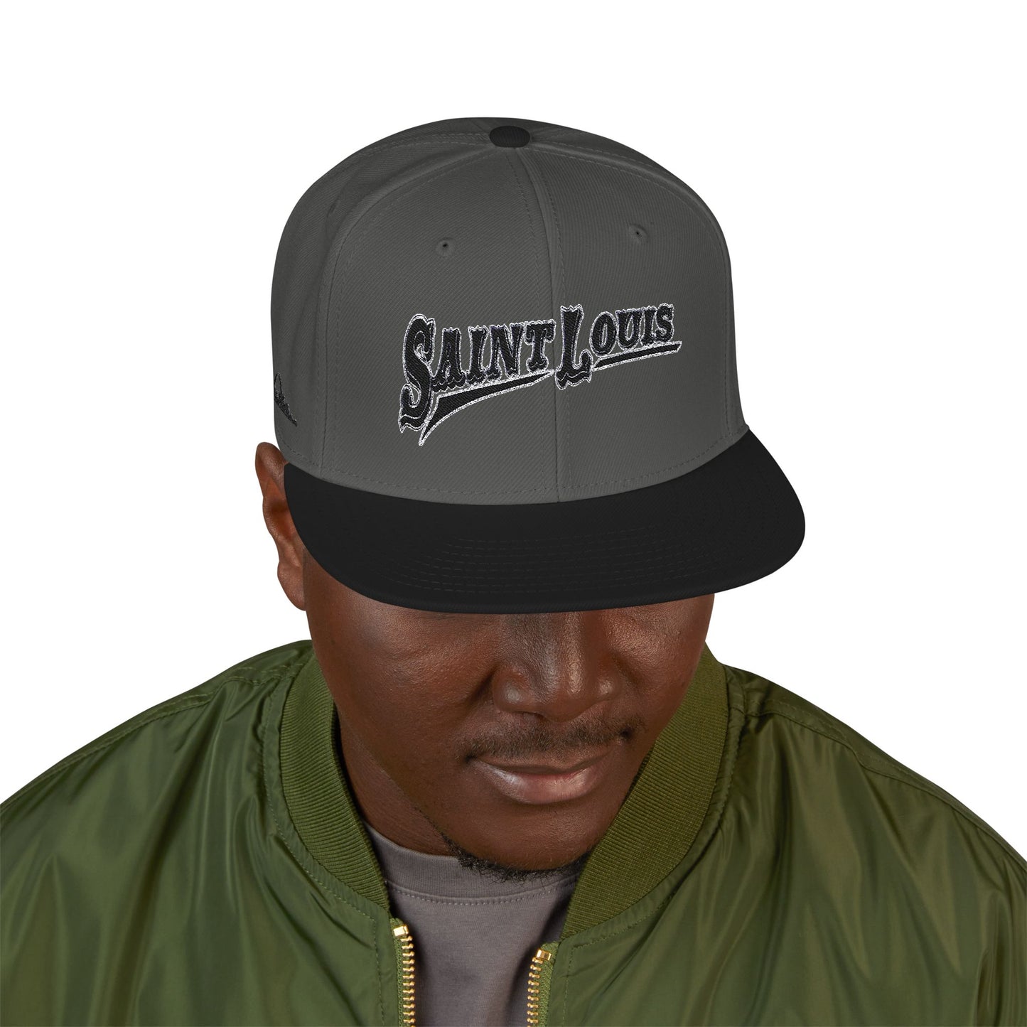 Saint Louis Flat Bill Snapback Cap with Skyline sides Printify