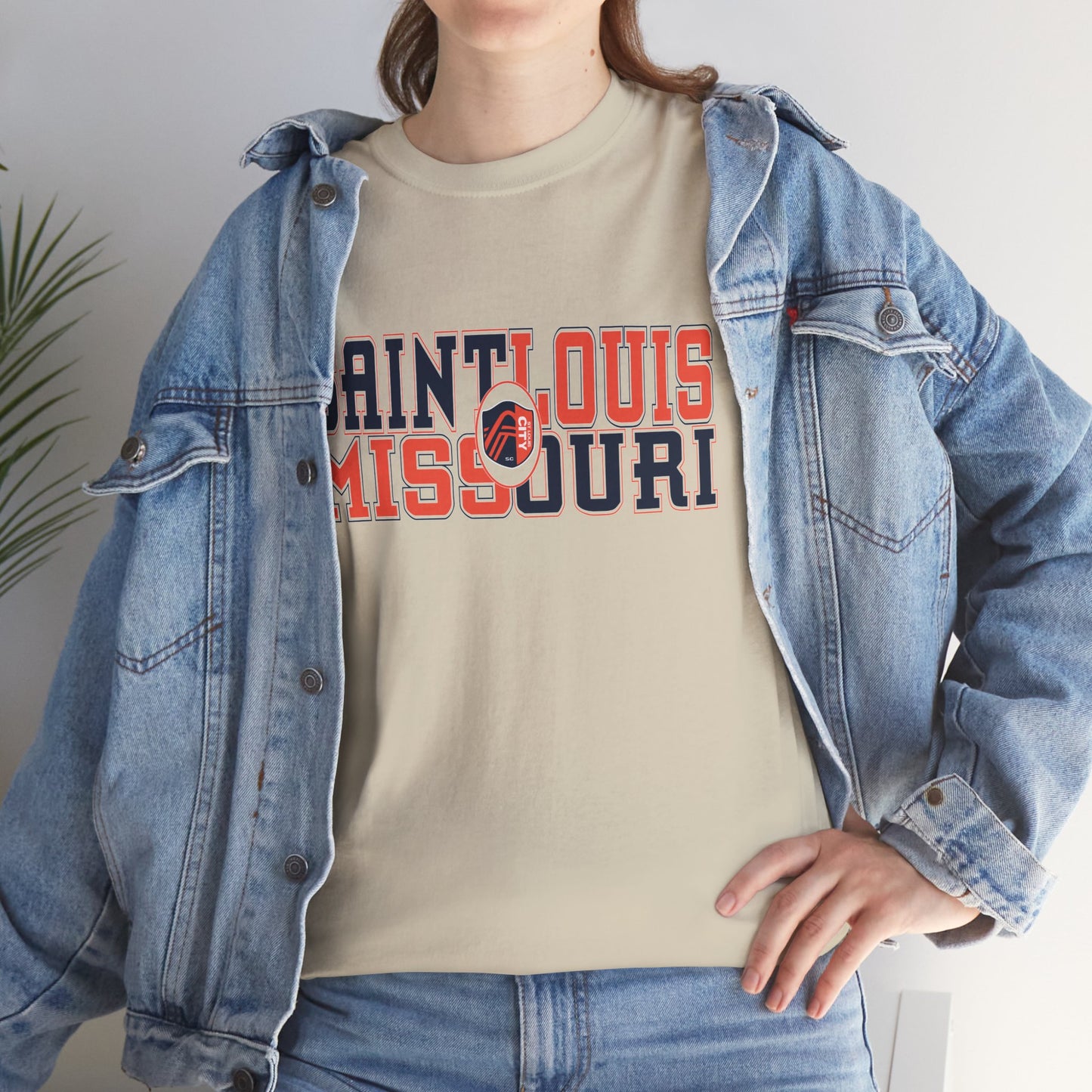 Saint Louis Missouri Tee in Blue and Red Font