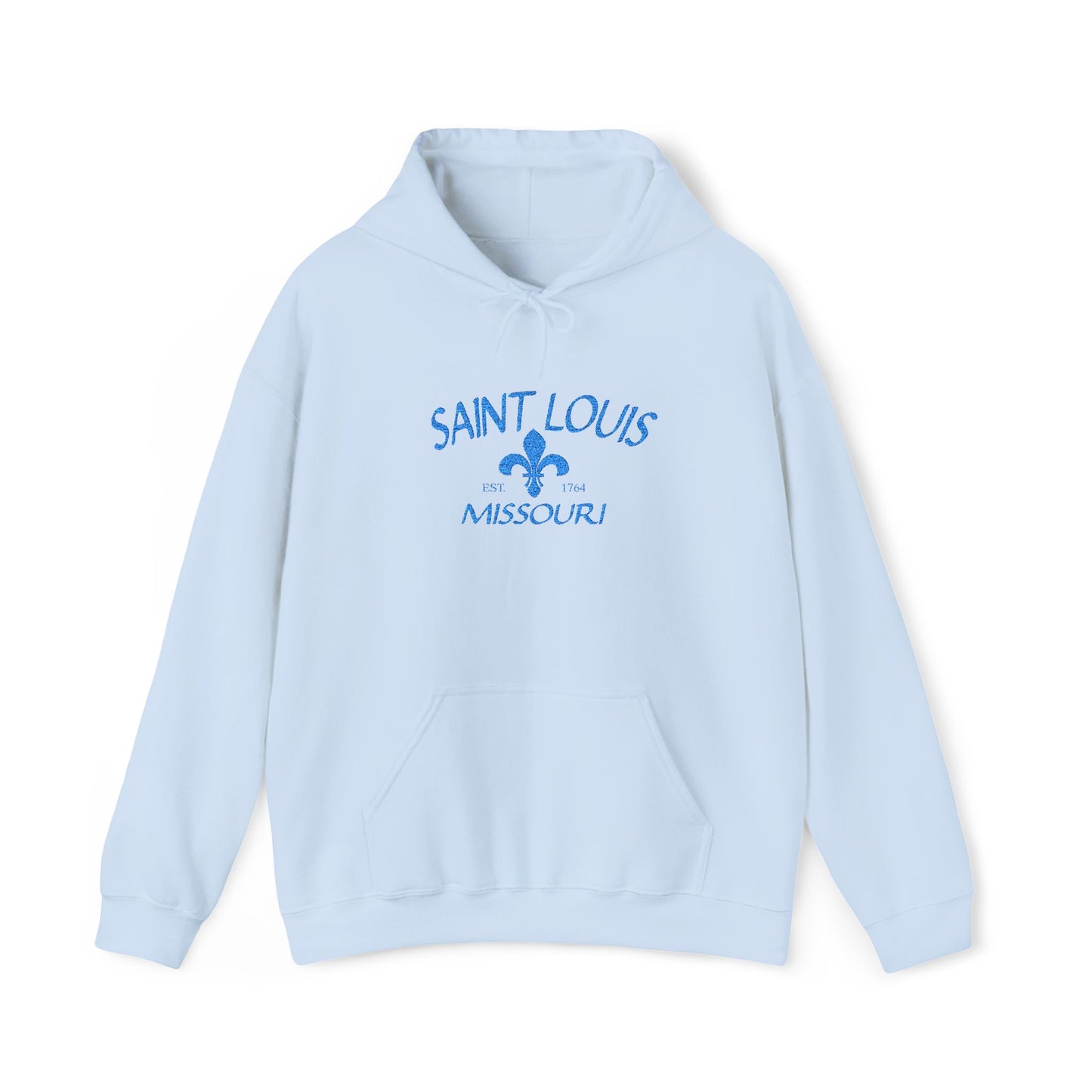 Saint Louis Embroidered Hoodie — Blue Lettering
