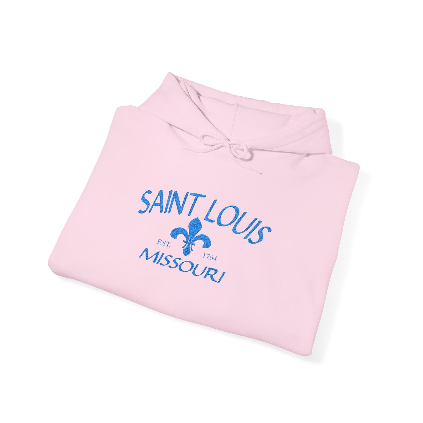 Saint Louis Embroidered Hoodie — Blue Lettering