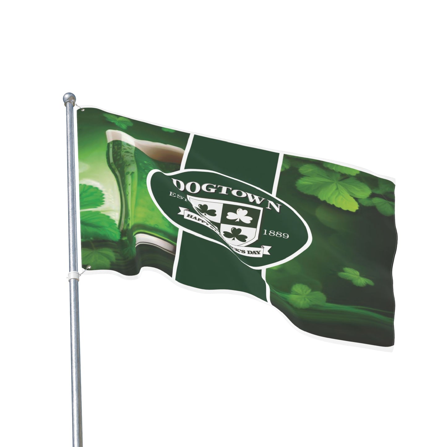 Double Sided Flag- Dogtown Neighborhood St Patrick's Day Printify