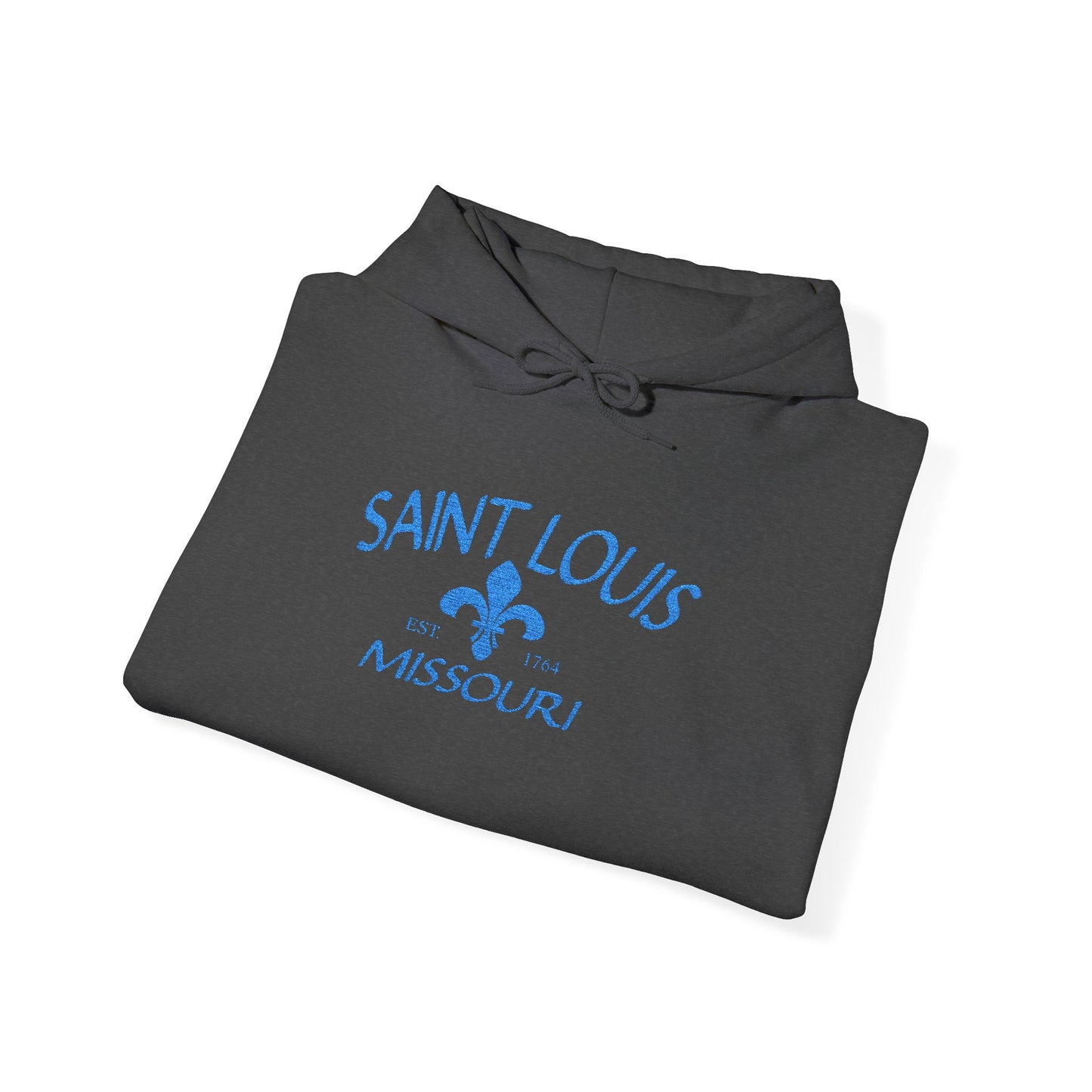 Saint Louis Embroidered Hoodie — Blue Lettering