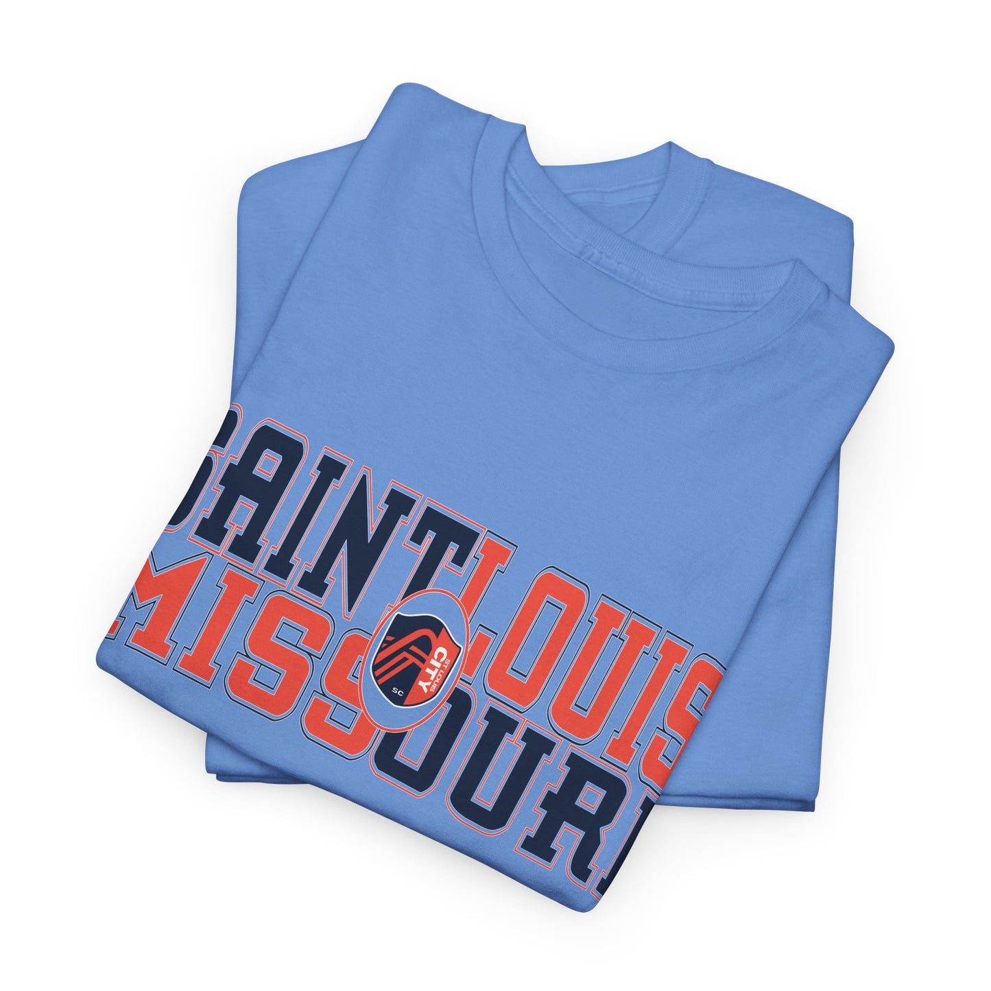 Saint Louis Missouri Tee in Blue and Red Font