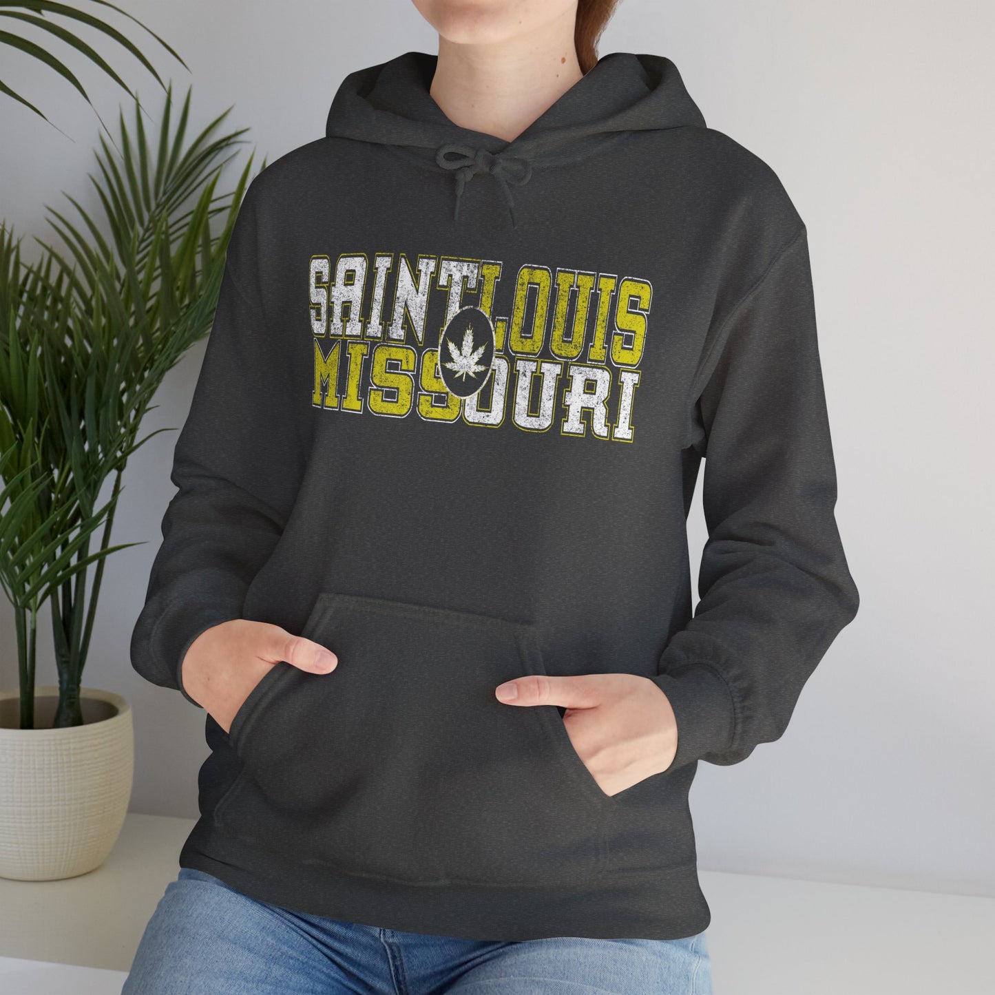 Saint Louis Missouri Hoodie – Retro Collegiate Design with Leaf Emblem