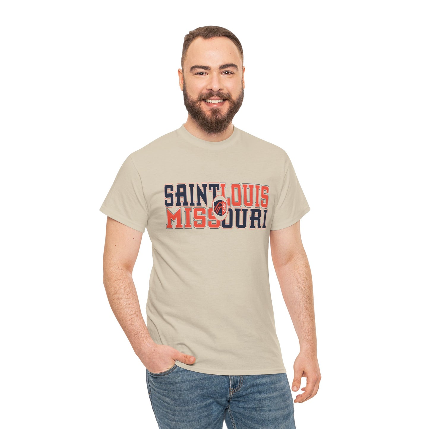 Saint Louis Missouri Tee in Blue and Red Font