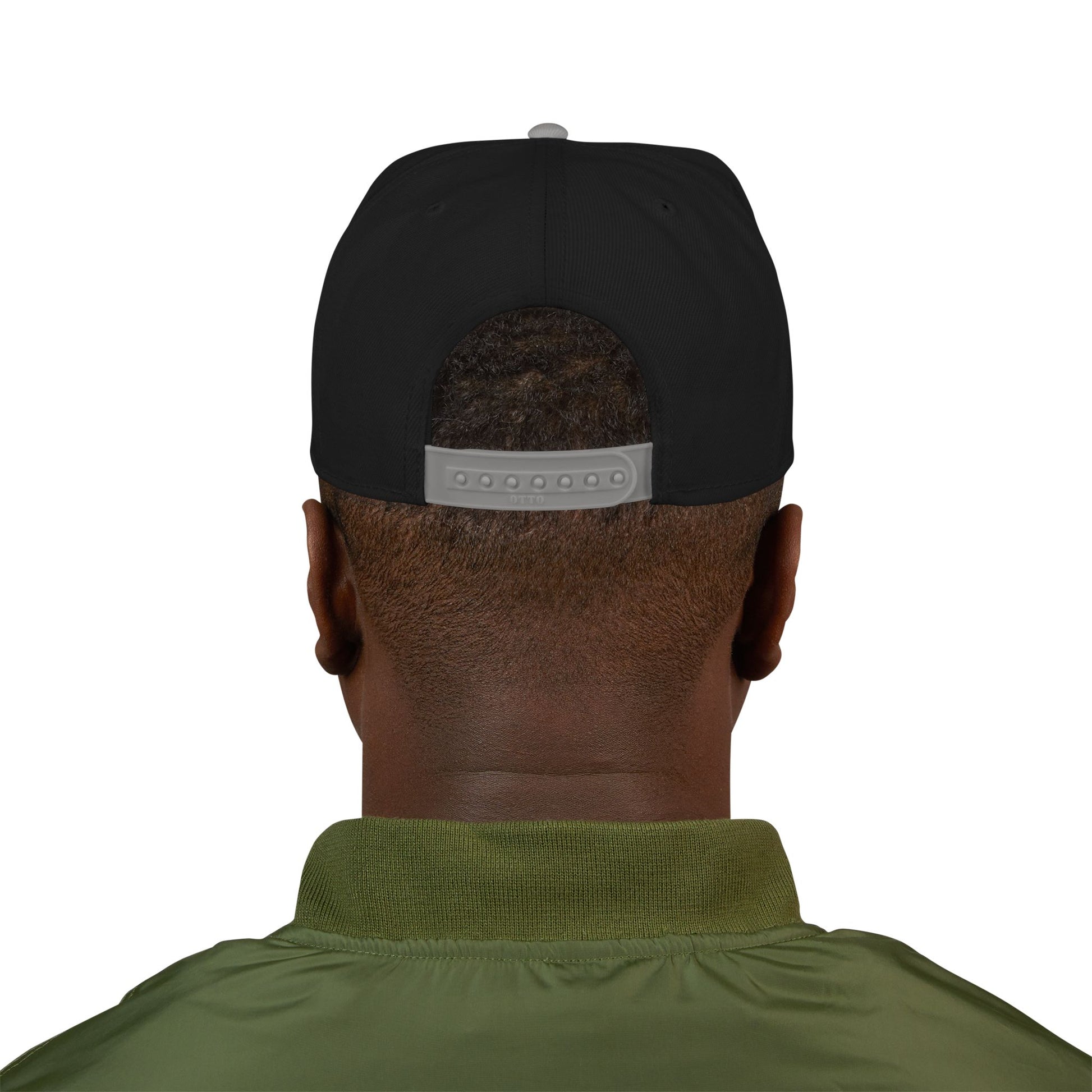 STL Embroidered Snapback Hat- Black & Orange Lettering Printify